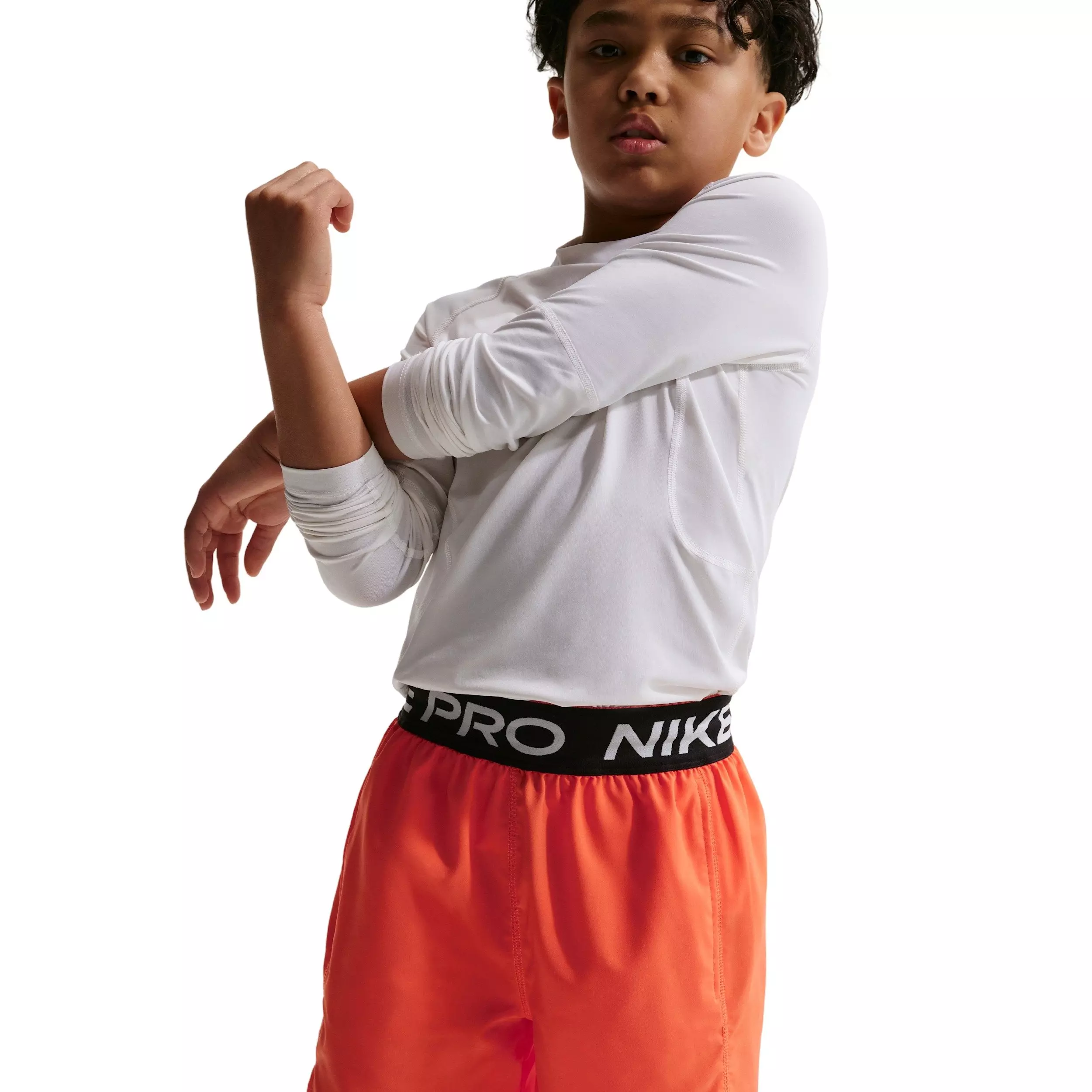 Nike Big Boys' Pro Dri-FIT Training Shorts - Orange - ORANGE