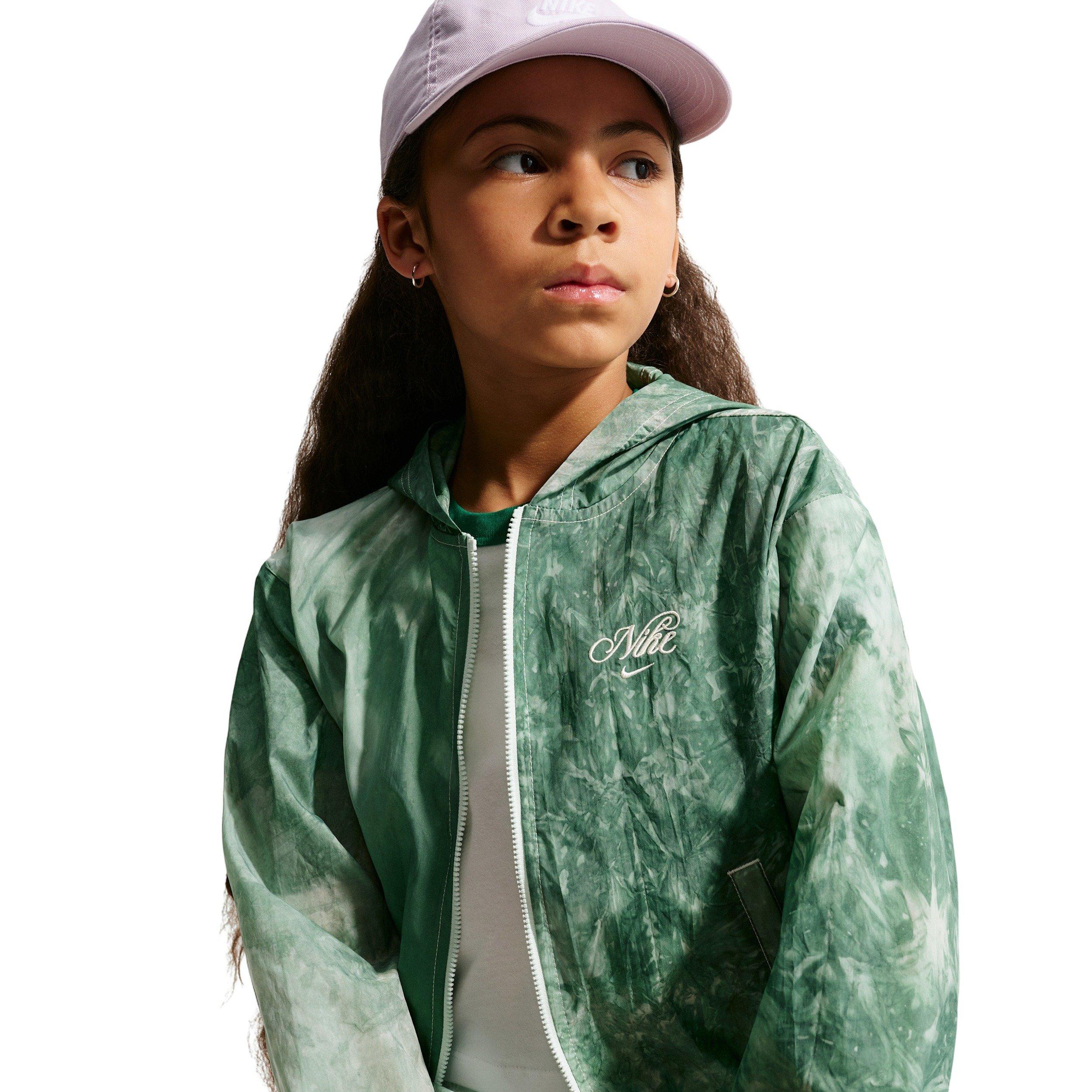 Nike Big Girls' Sportswear Club Woven Track Jacket - Green - GREEN Thumbnail View 3
