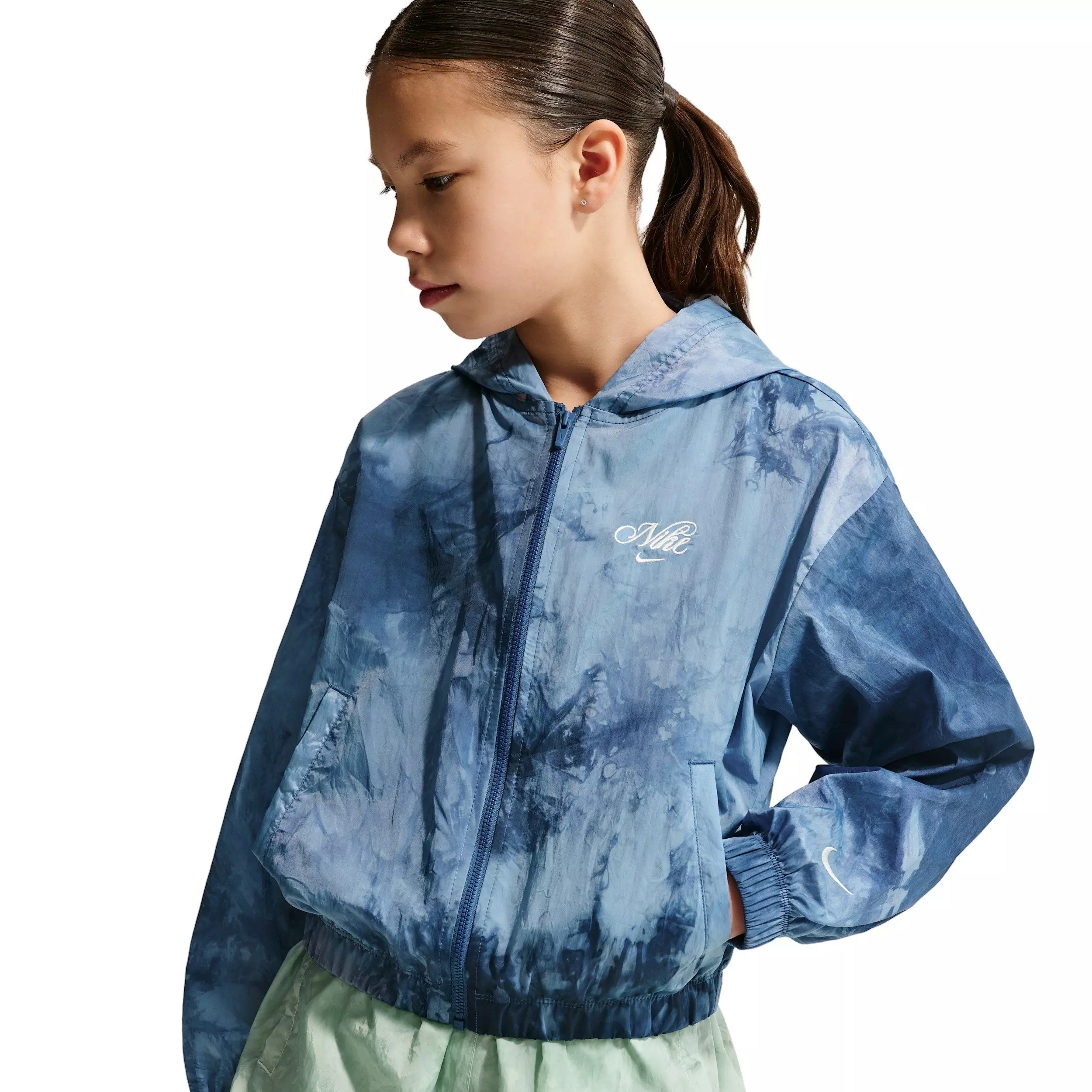 Nike Big Girls' Sportswear Club Woven Track Jacket - Blue - BLUE