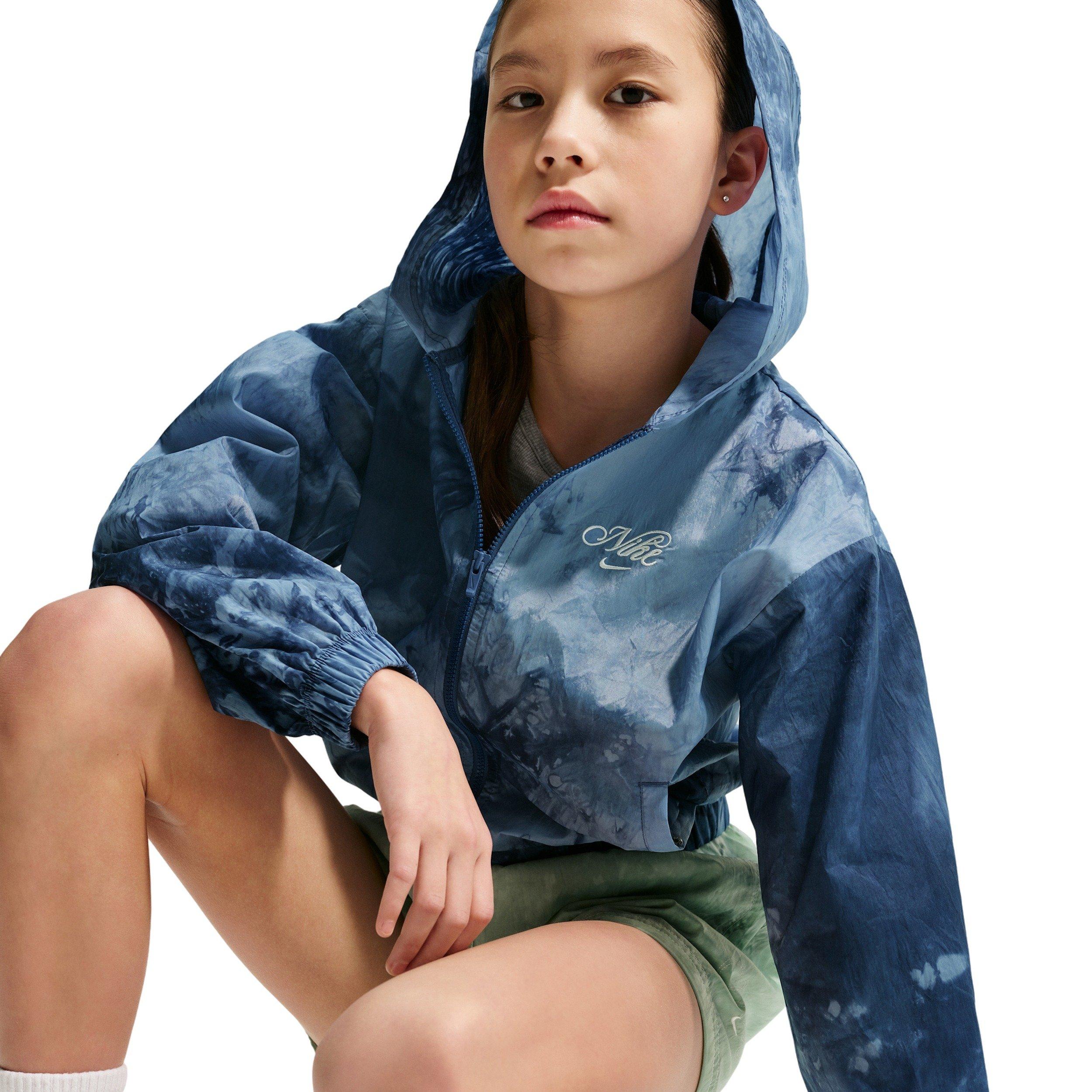 Nike Big Girls' Sportswear Club Woven Track Jacket - Blue - BLUE Thumbnail View 3