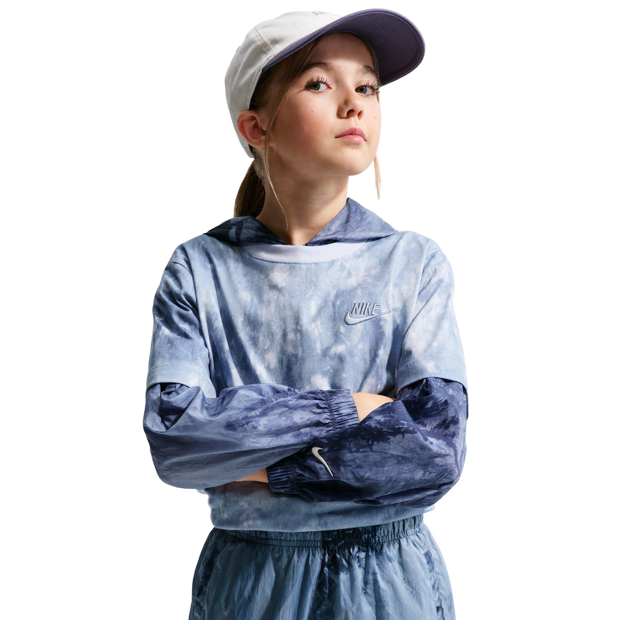 Nike Big Girls' Sportswear Club Woven Shorts - Blue - BLUE Thumbnail View 5