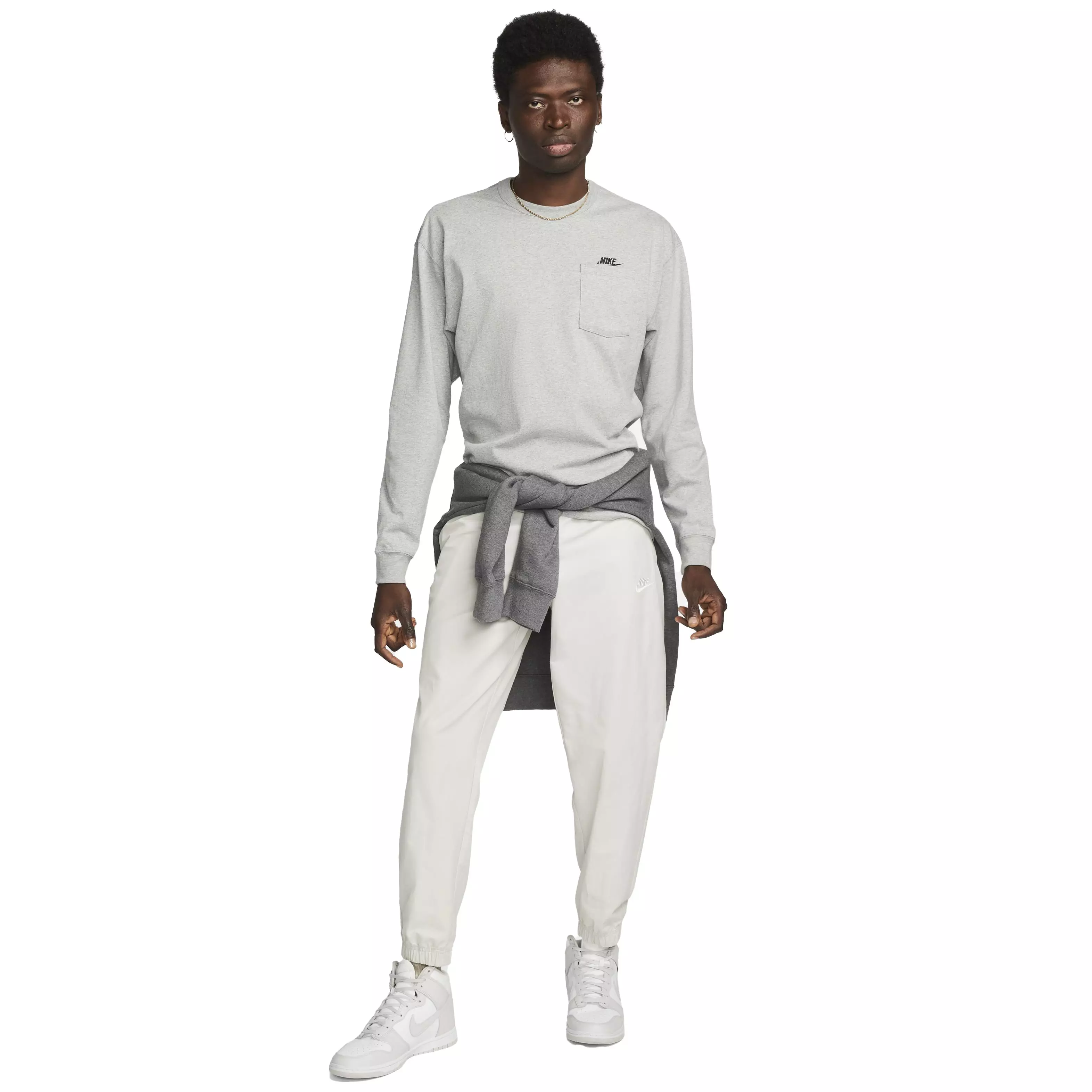 Nike Men's Premium Essential Pocket Long-Sleeve T-Shirt - GREY