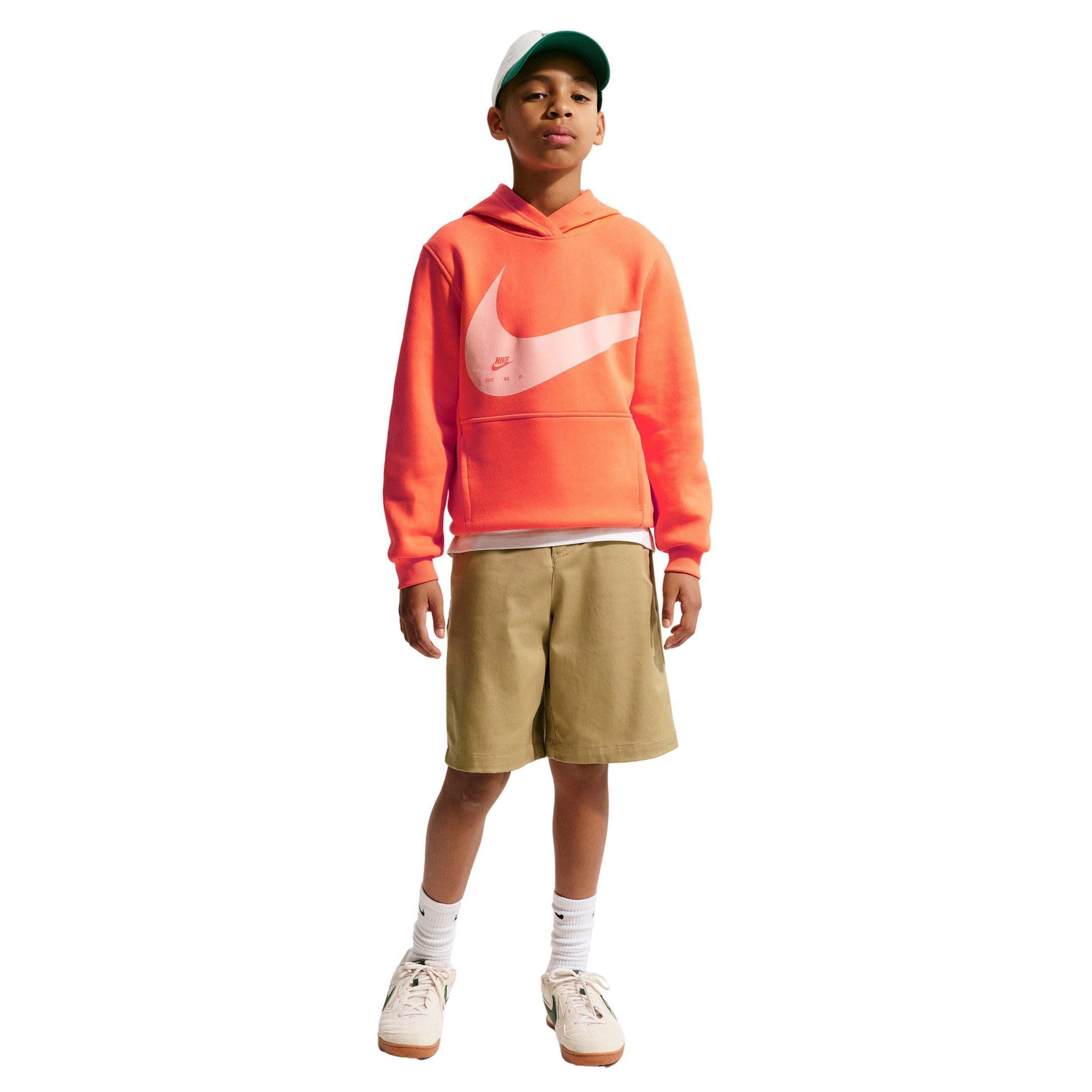 Nike Big Boys' Sportswear Club Swoosh Hoodie - Orange - ORANGE Thumbnail View 4