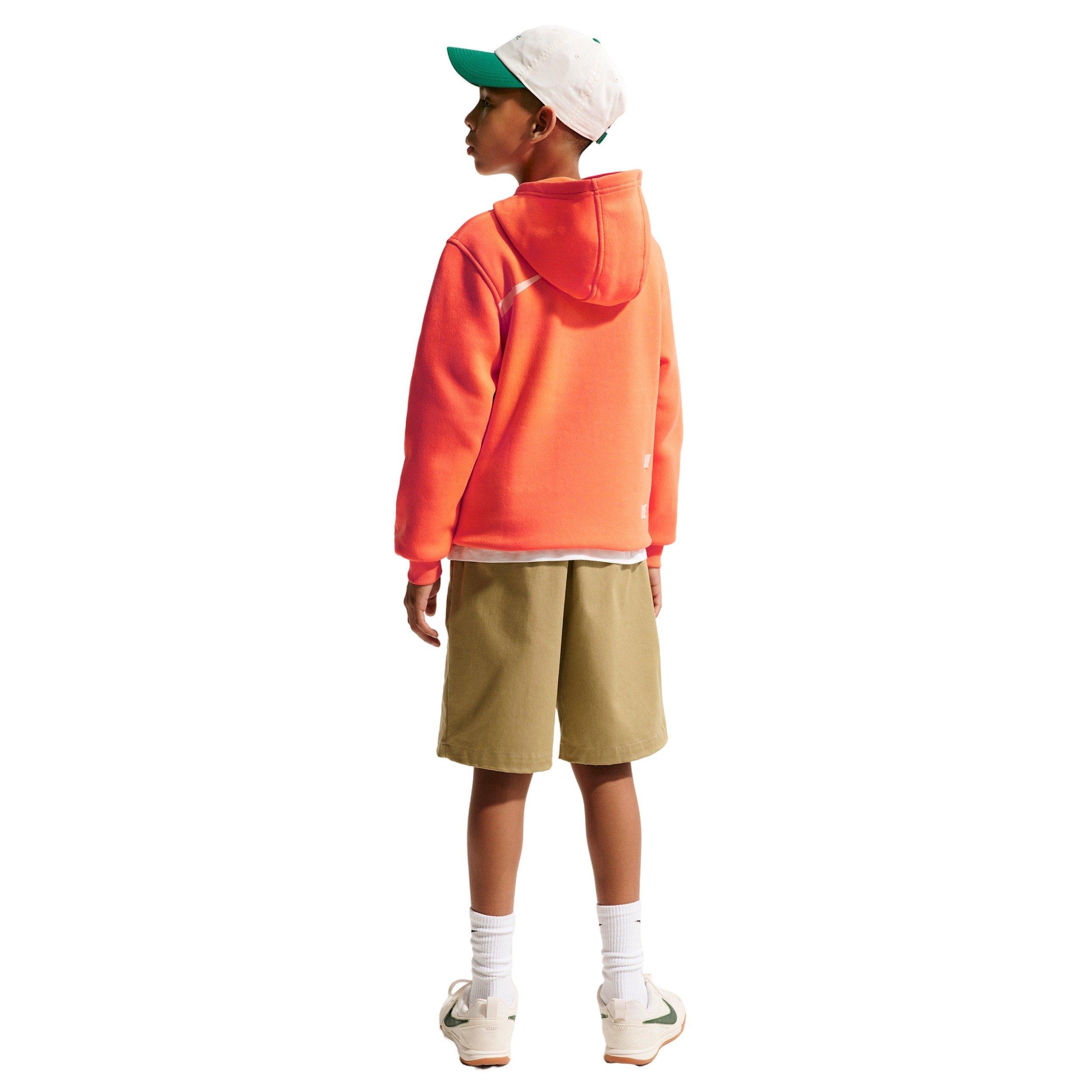 Nike Big Boys' Sportswear Club Swoosh Hoodie - Orange - ORANGE Thumbnail View 5