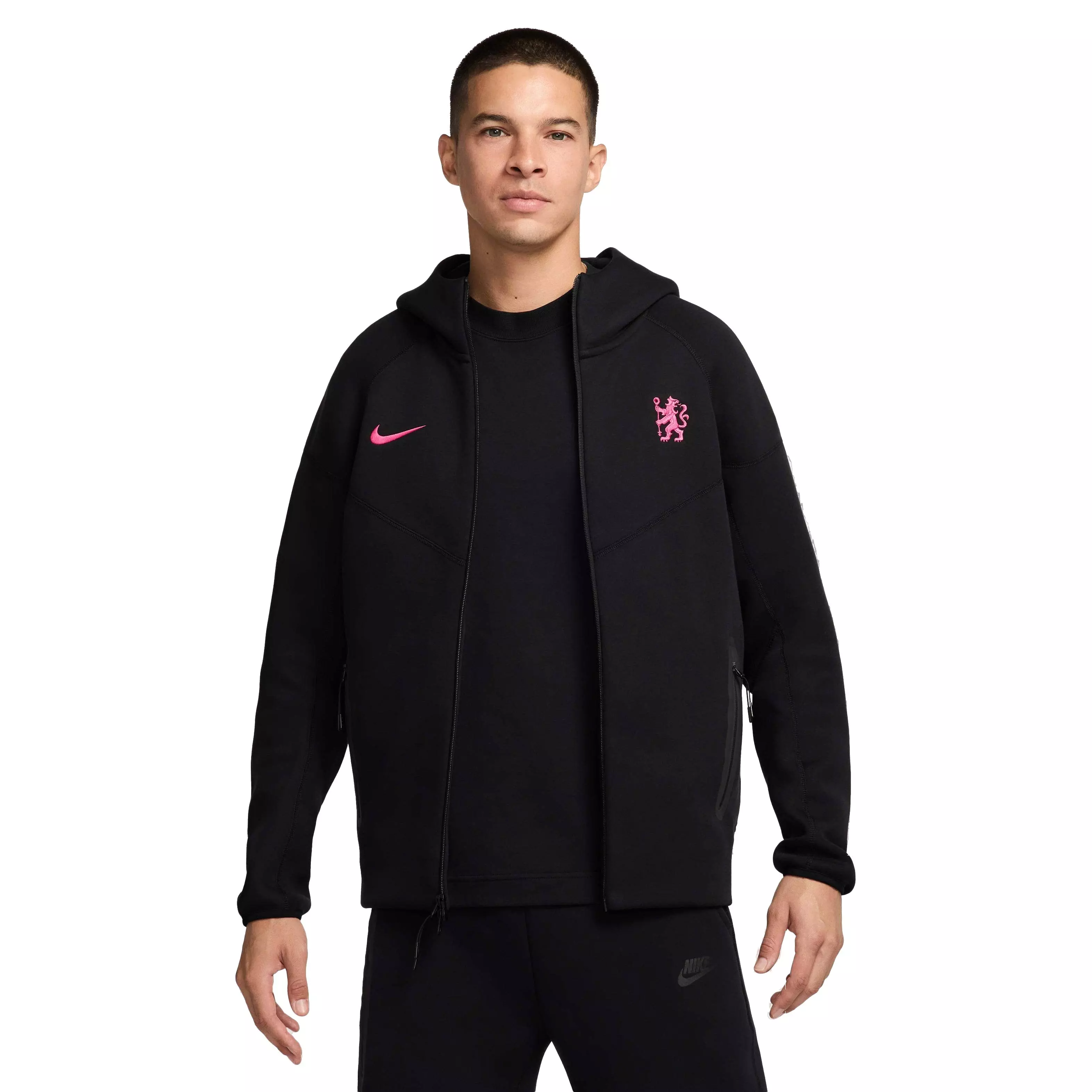 Nike Men's Chelsea F.C. Tech Fleece Windrunner Third Soccer Full-Zip Jacket - Black - BLACK