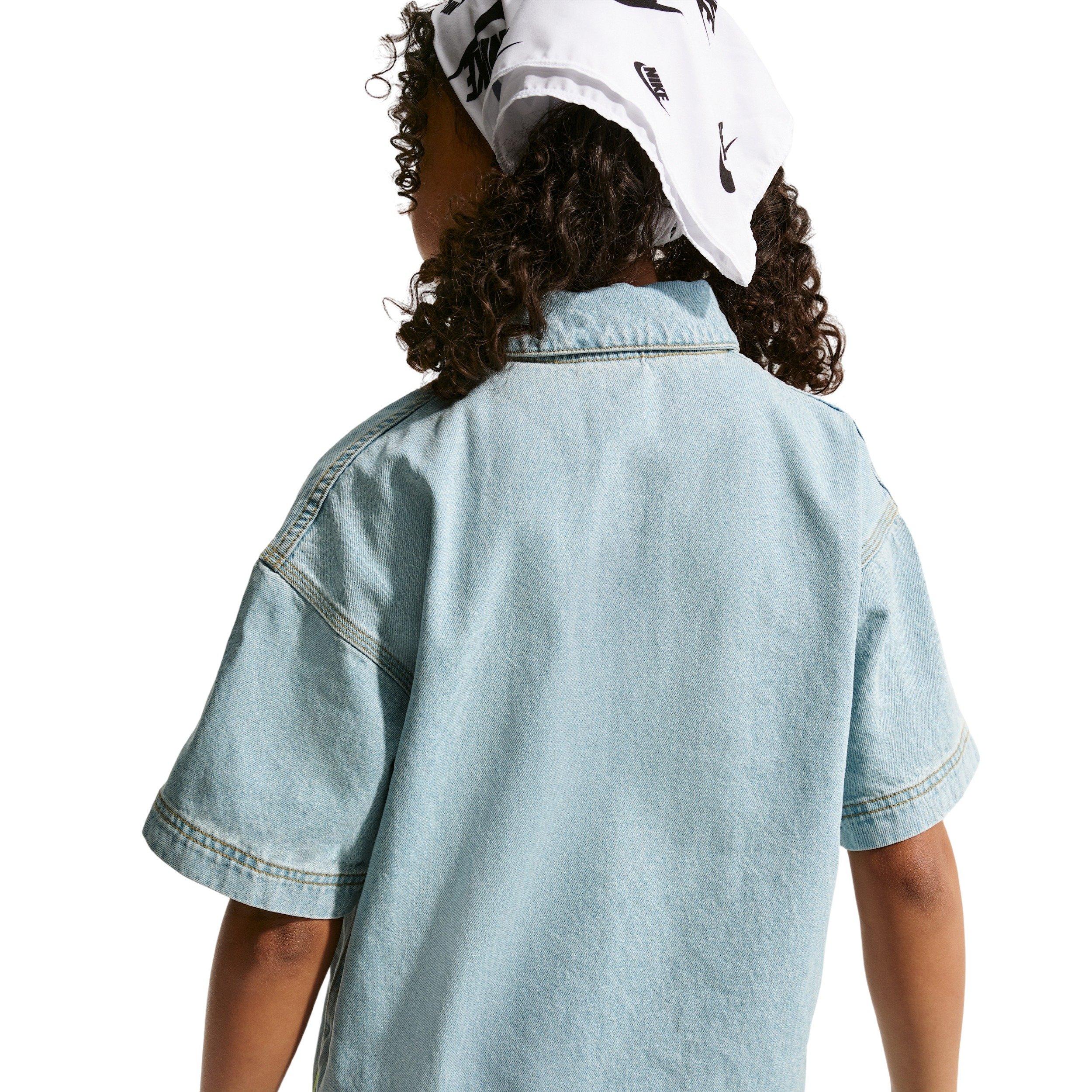 Nike Sportswear Collection Denim Big Kids' Lt Blue Short-Sleeve Polo