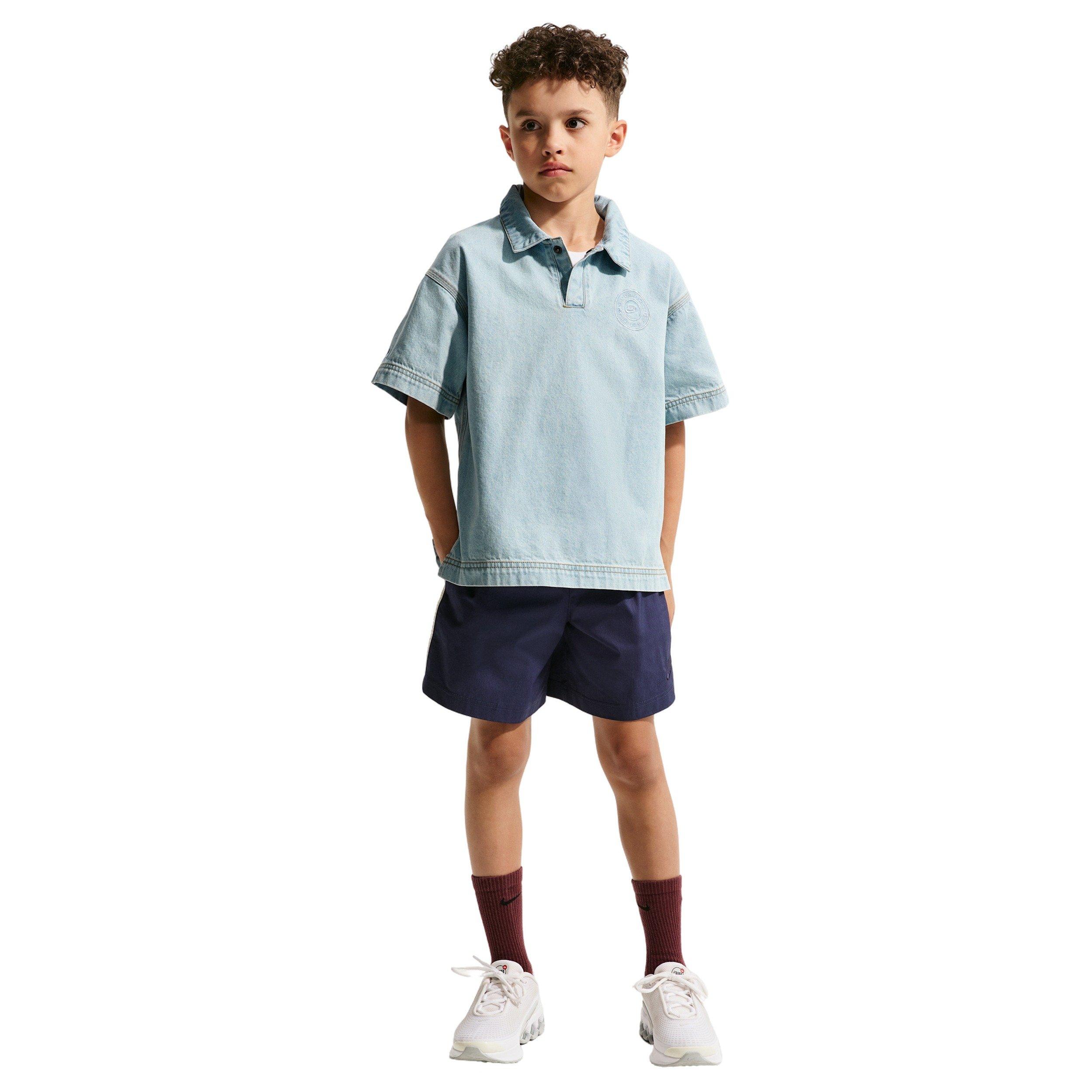 Nike Big Kids' Sportswear Collection Denim Short-Sleeve Polo - Lt Blue - LT BLUE DENIM Thumbnail View 6