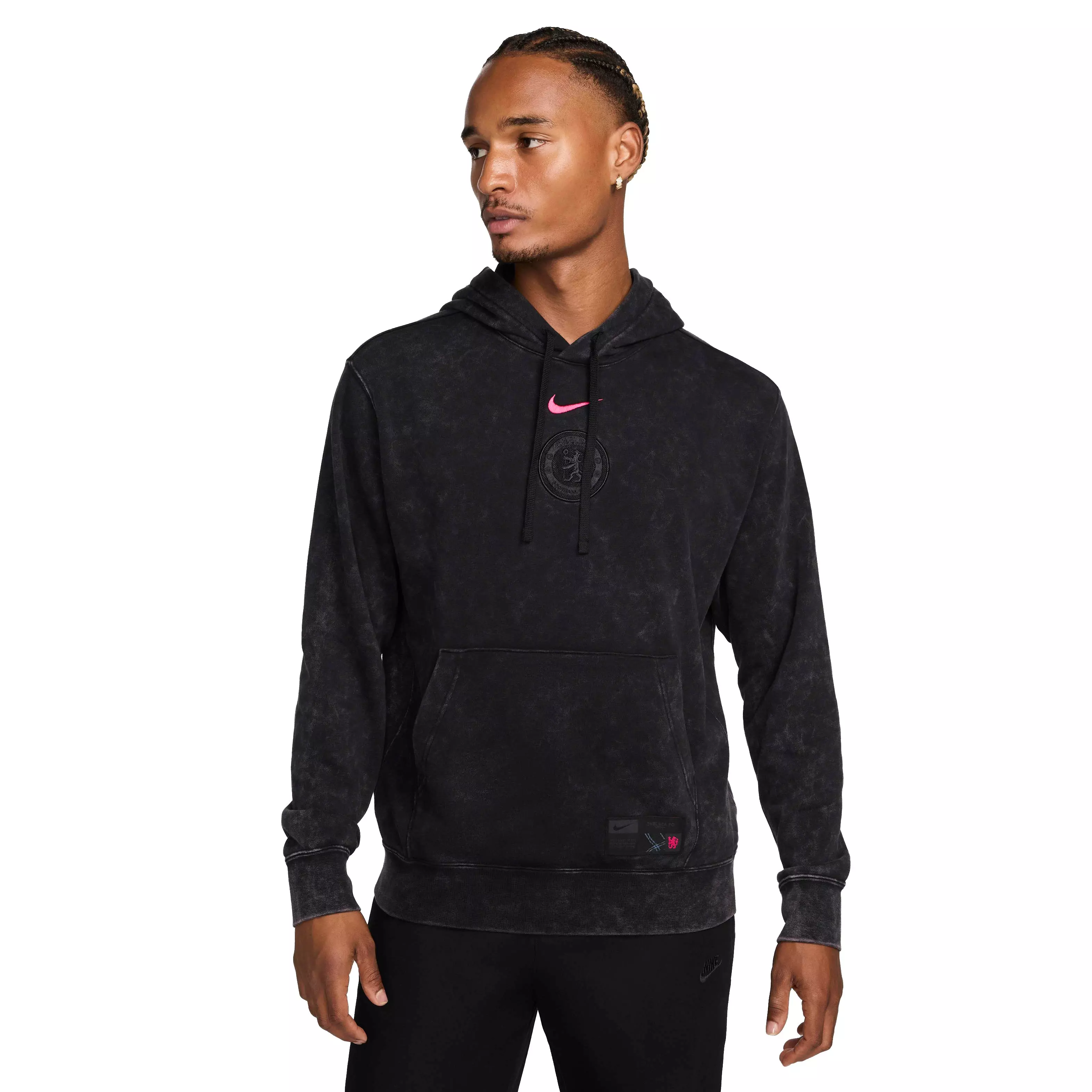 Nike Men's Chelsea FC Club Third Soccer French Terry Pullover Hoodie - Black - BLACK