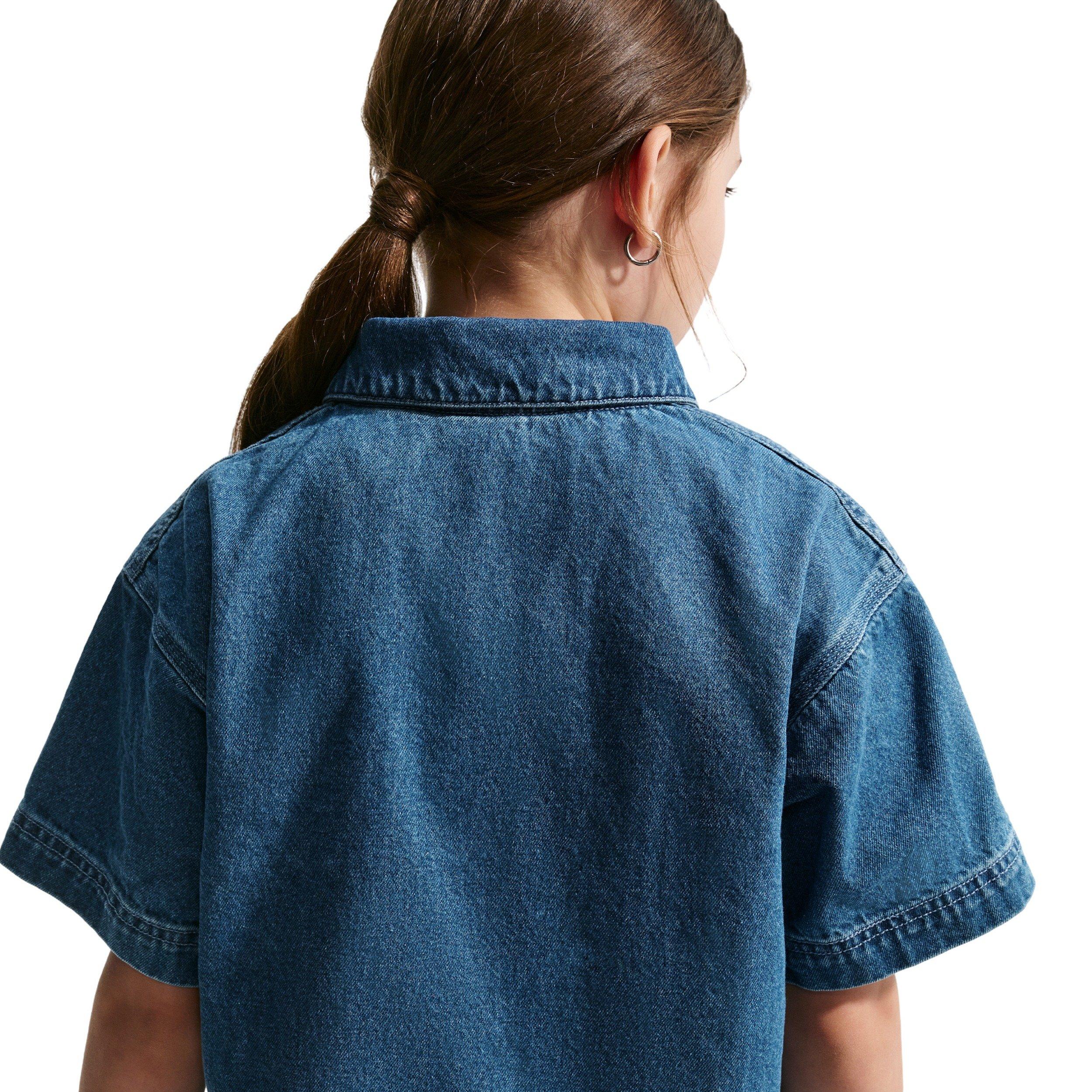 Nike Sportswear Collection Denim Big Kids' Navy/Blue Short-Sleeve Polo