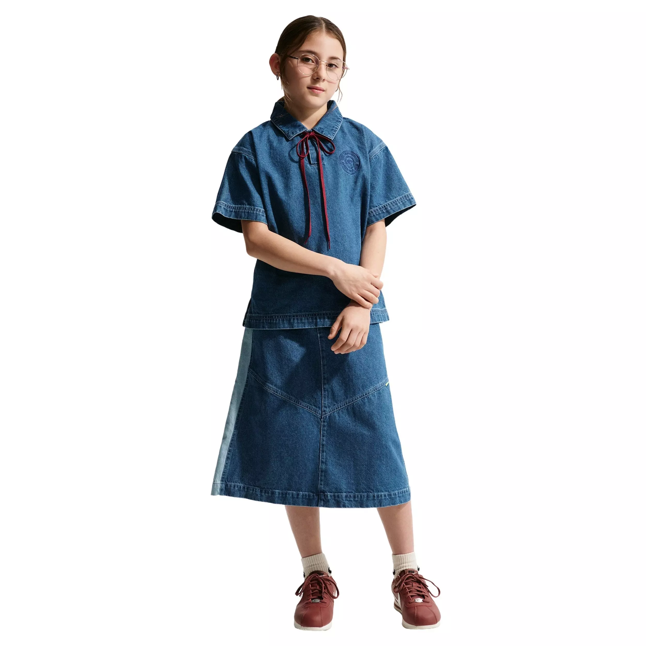 Nike Big Kids' Sportswear Collection Denim Short-Sleeve Polo - Navy/Blue - NAVY/BLUE DENIM