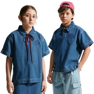 Nike Big Kids' Sportswear Collection Denim Short-Sleeve Polo - Navy/Blue