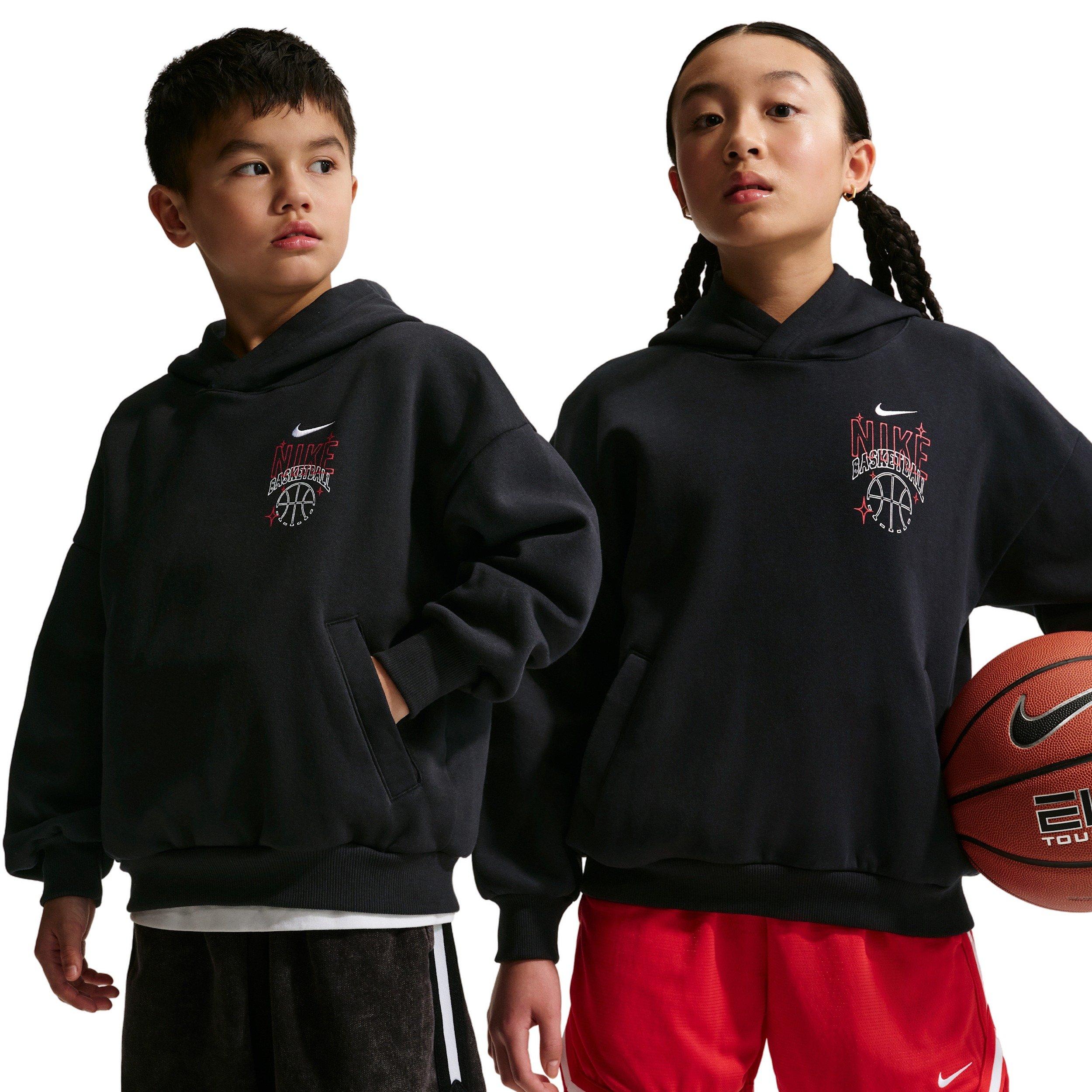 Nike Sportswear Oversized Fleece Big Kids' Black Basketball Hoodie