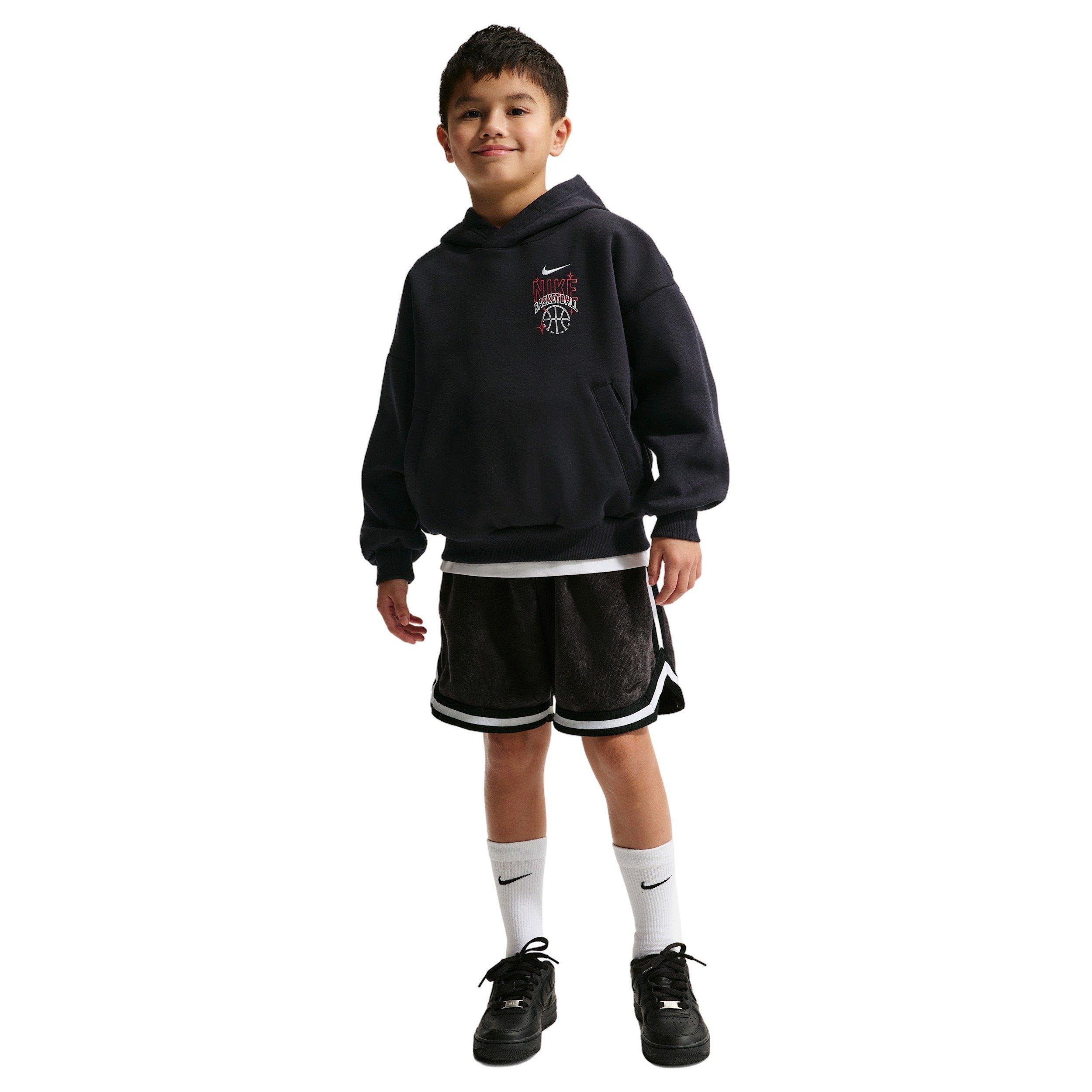 Nike Big Kids' Sportswear Oversized Fleece Basketball Hoodie - Black - BLACK Thumbnail View 6