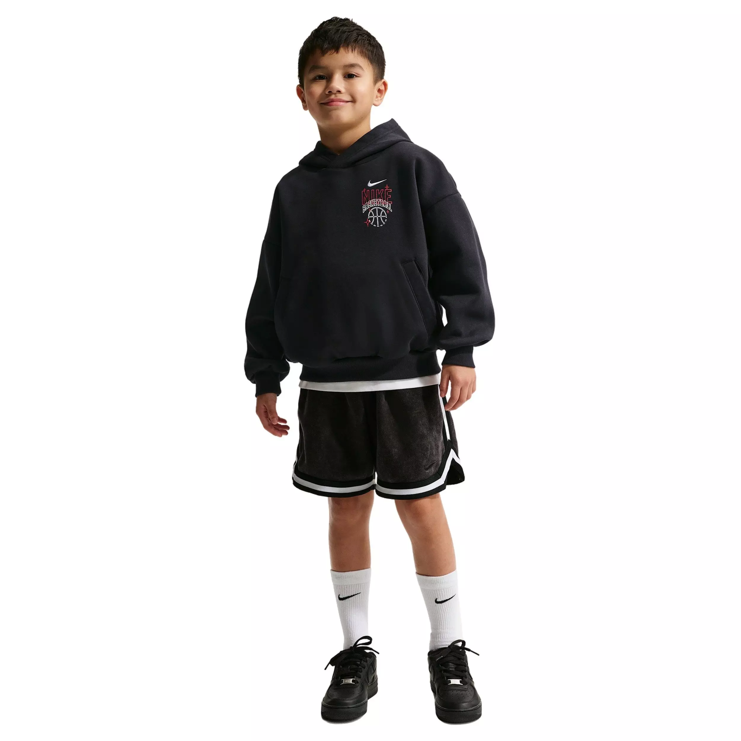 Nike Big Kids' Sportswear Oversized Fleece Basketball Hoodie - Black - BLACK
