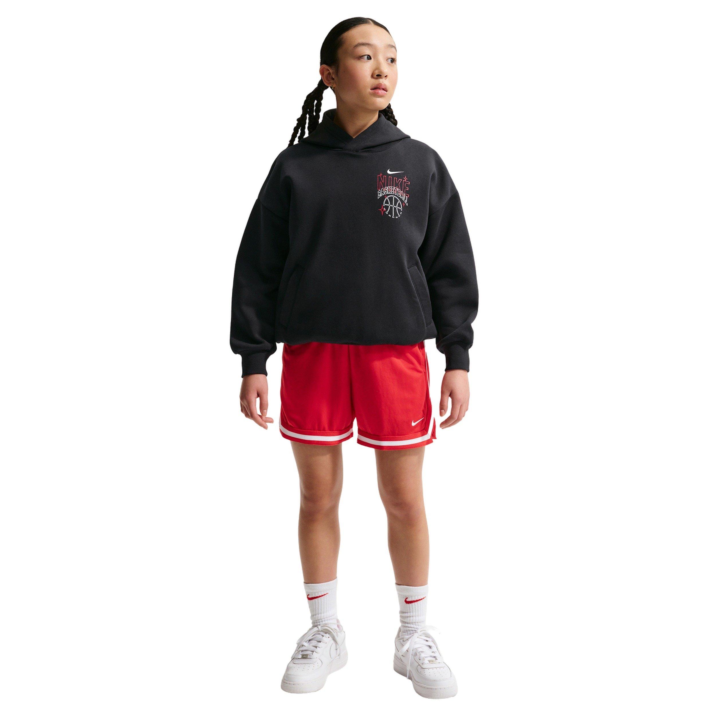 Nike Big Kids' Sportswear Oversized Fleece Basketball Hoodie - Black - BLACK Thumbnail View 7