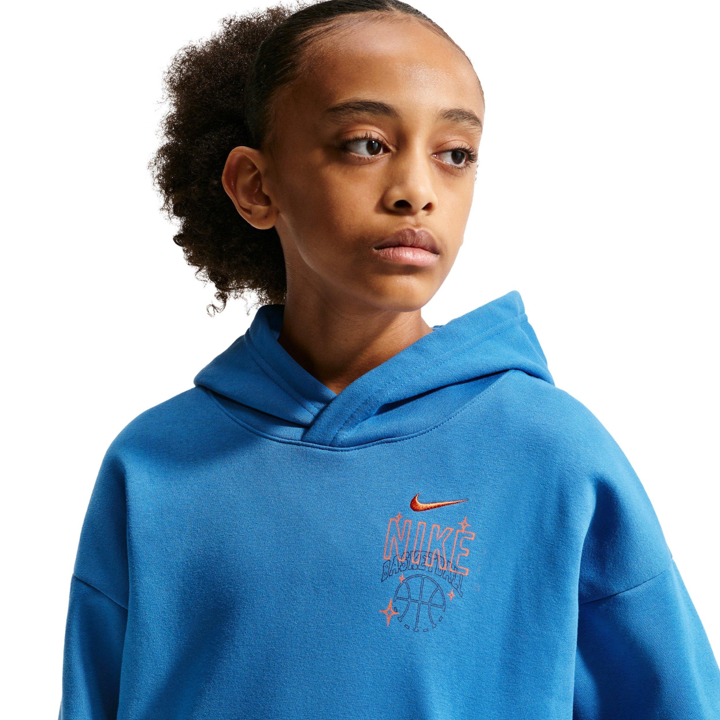 Nike Big Kids' Sportswear Oversized Fleece Basketball Hoodie - Blue - BLUE Thumbnail View 3