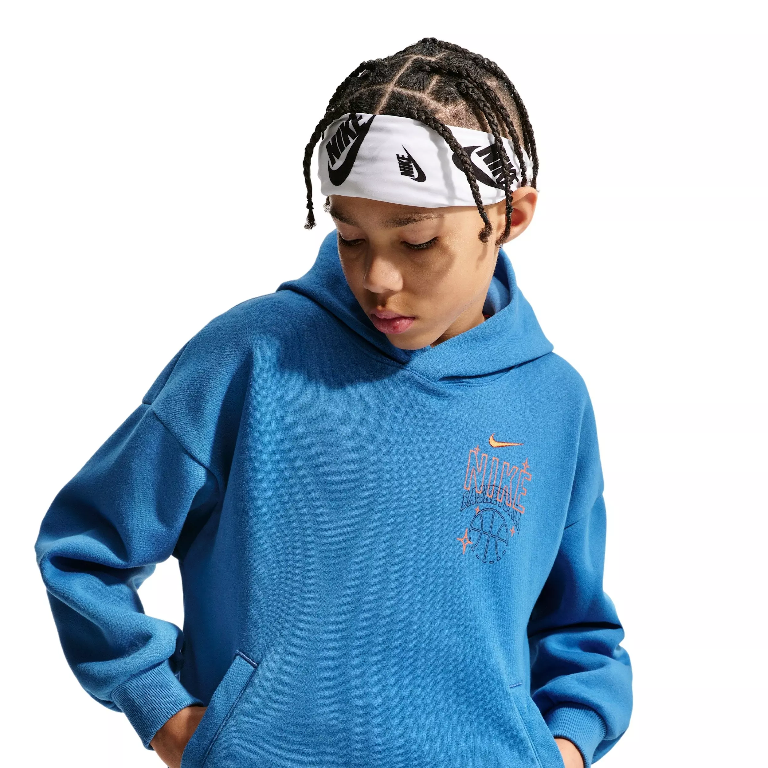 Nike Big Kids' Sportswear Oversized Fleece Basketball Hoodie - Blue - BLUE