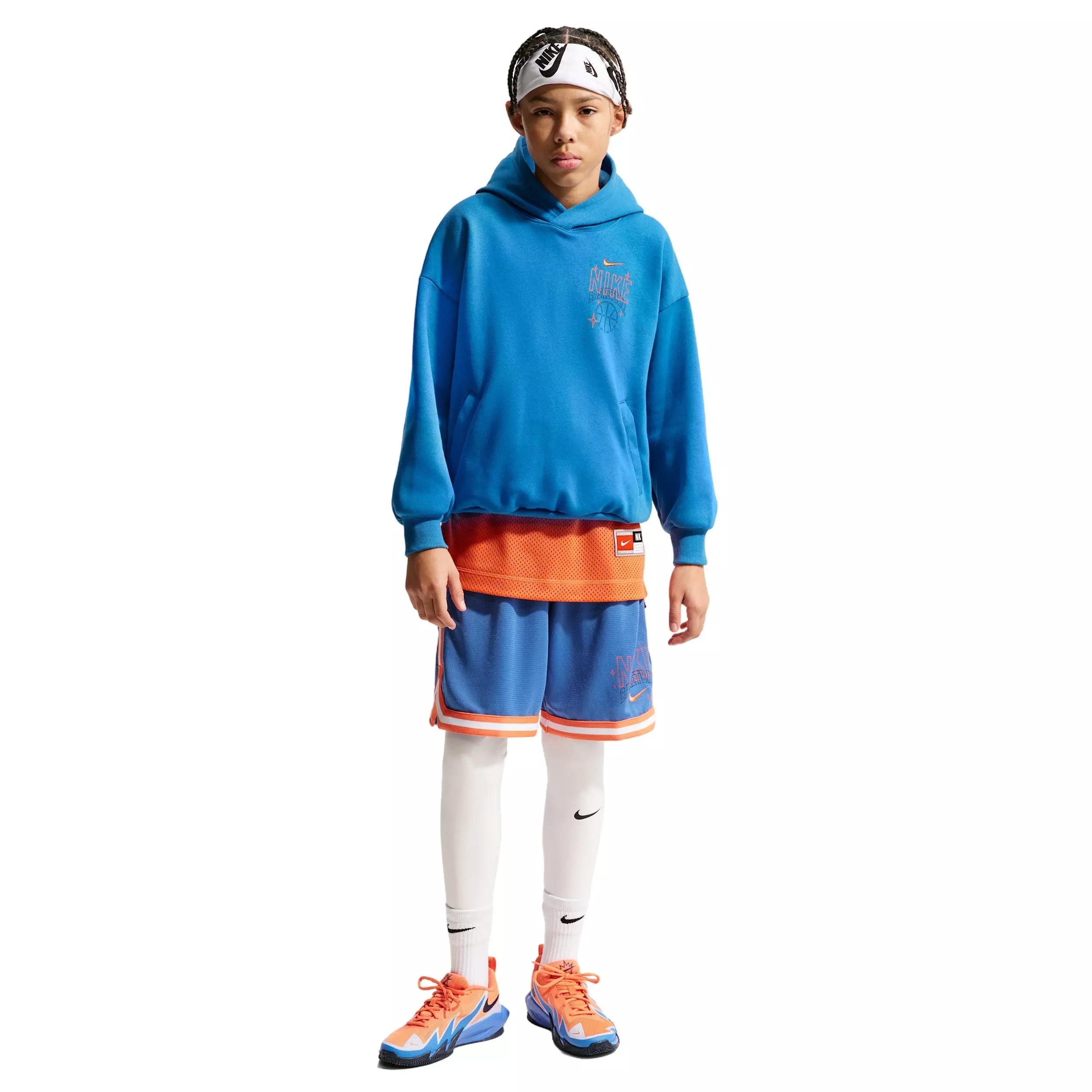 Nike Big Kids' Sportswear Oversized Fleece Basketball Hoodie - Blue - BLUE
