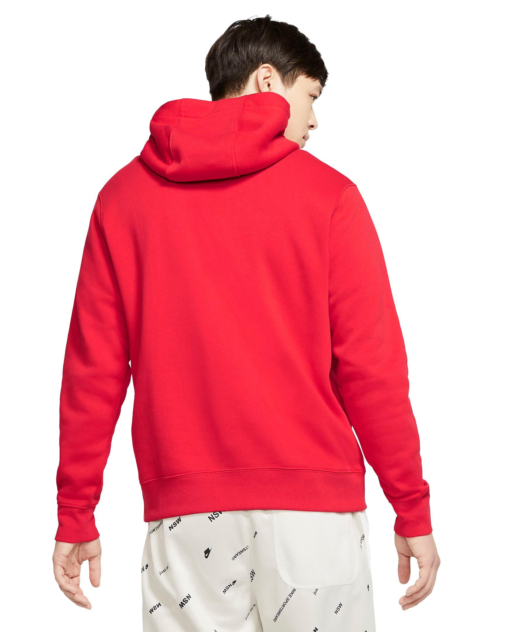 Nike Men's Sportswear Club Fleece Pullover Hoodie - RED Thumbnail View 2