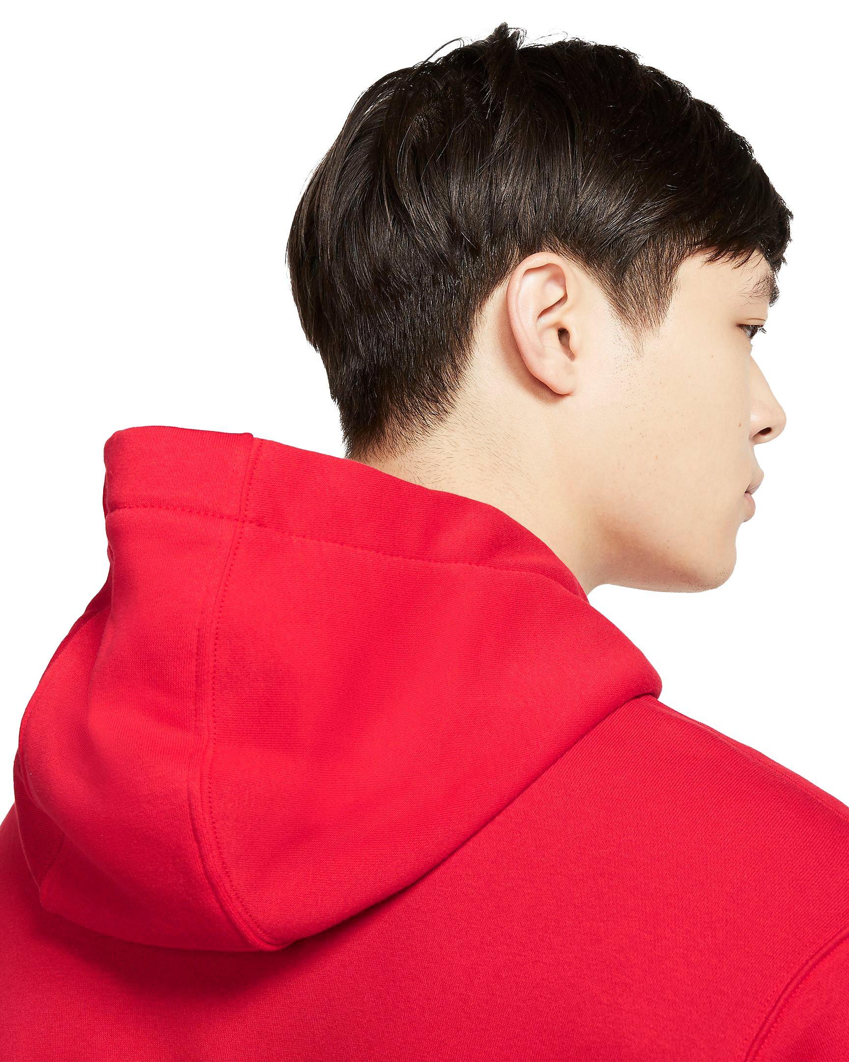 Nike Men's Sportswear Club Fleece Pullover Hoodie - RED Thumbnail View 3