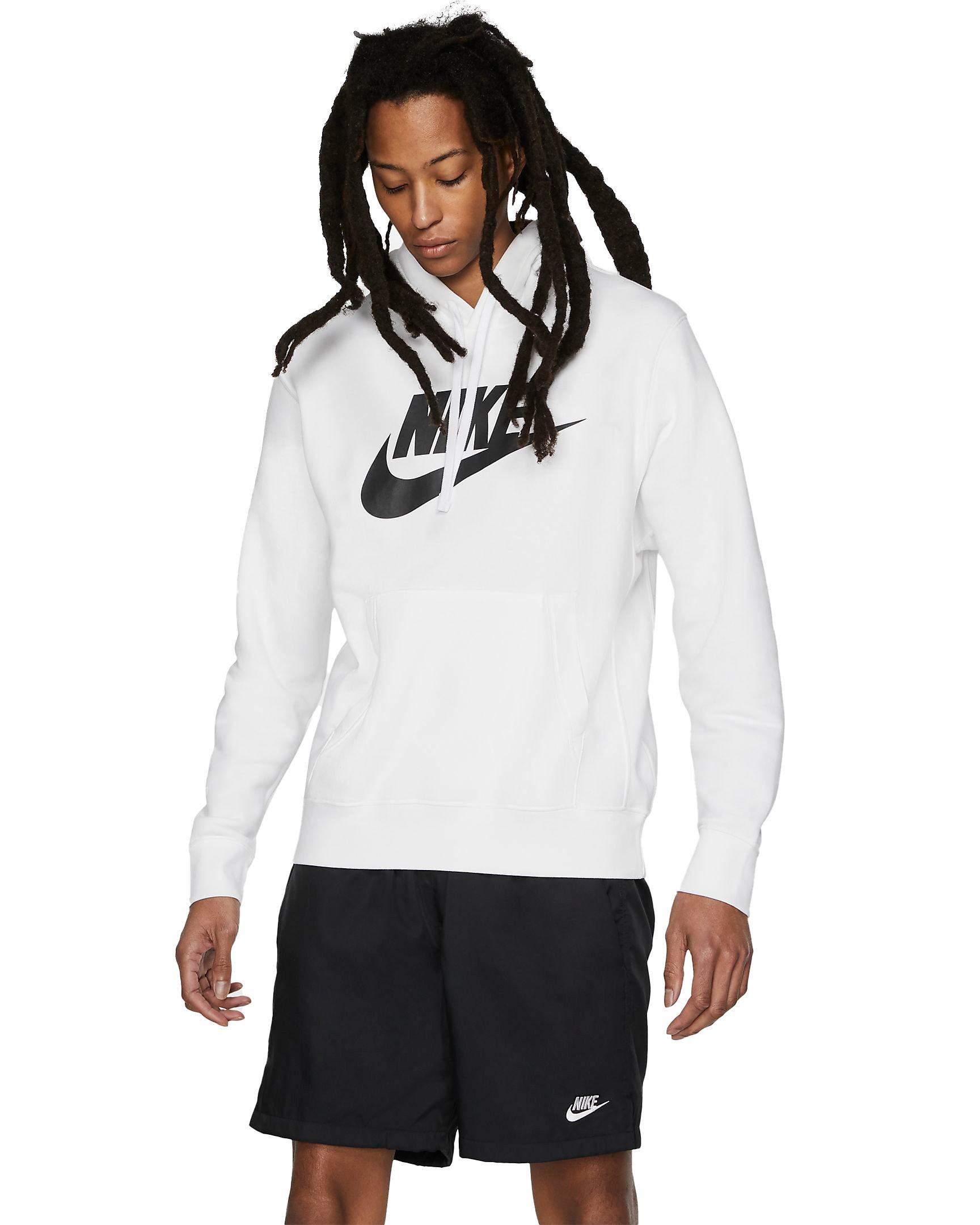 Nike Men's Sportswear Club Fleece Graphic Pullover Hoodie - WHITE Thumbnail View 1
