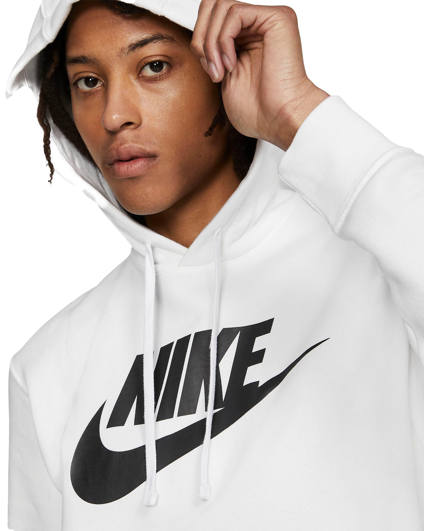 Nike Men's Sportswear Club Fleece Graphic Pullover Hoodie - WHITE Thumbnail View 3