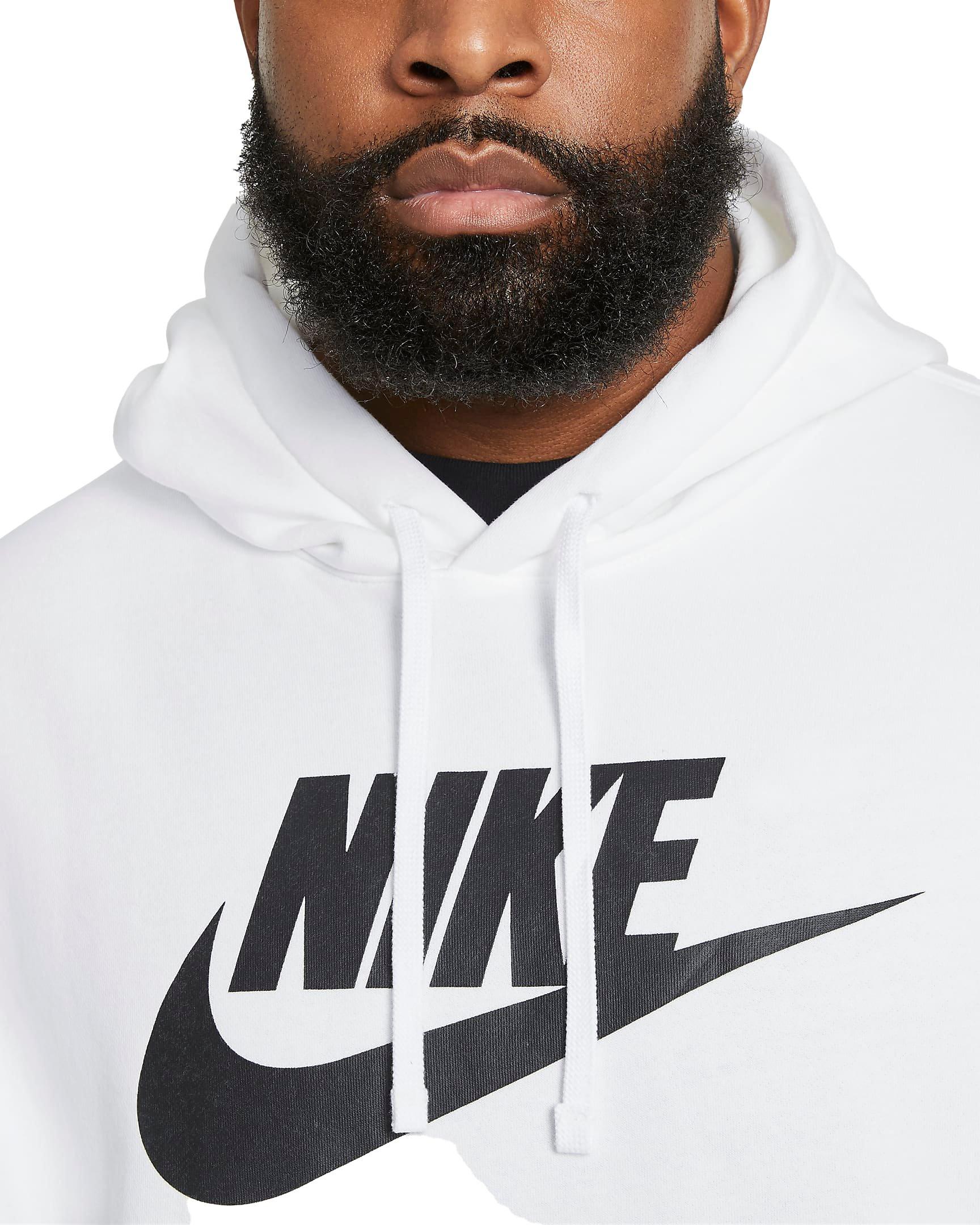 Nike Men's Sportswear Club Fleece Graphic Pullover Hoodie - WHITE Thumbnail View 5