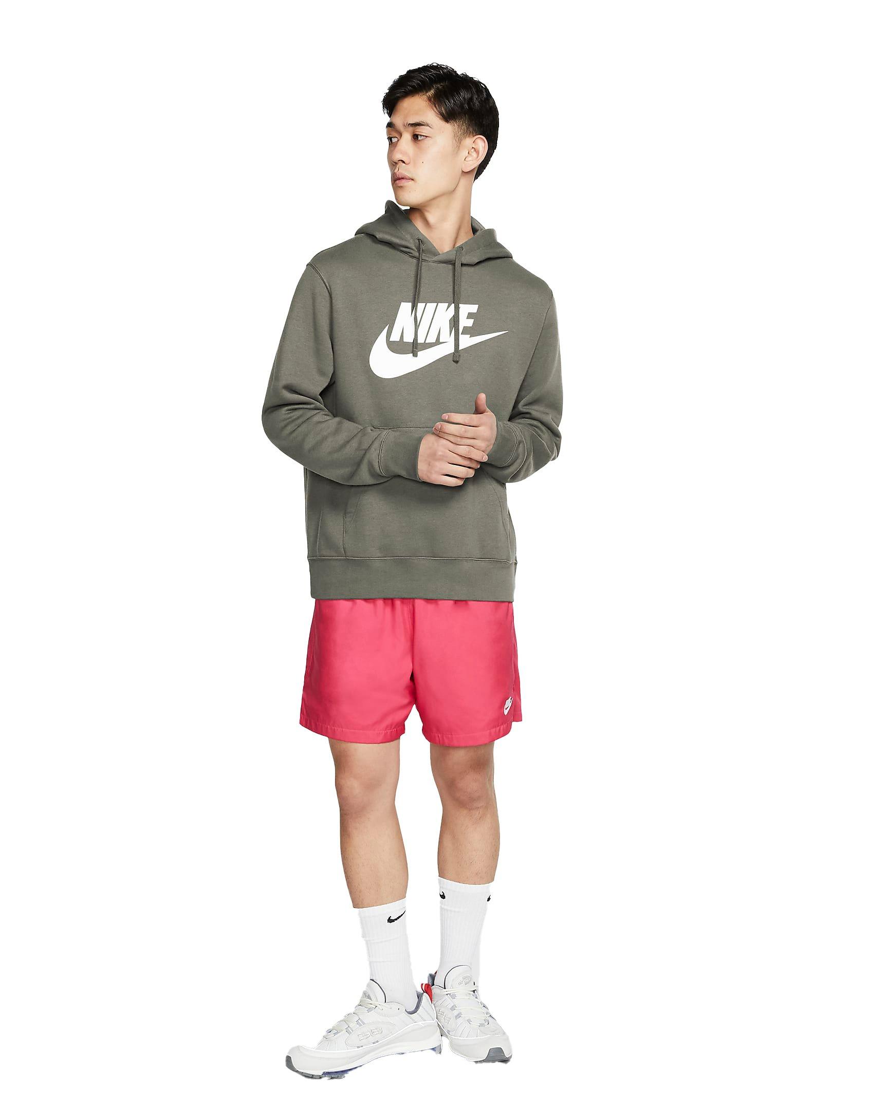 Nike Men's Sportswear Club Fleece Graphic Pullover Hoodie - GREEN Thumbnail View 3