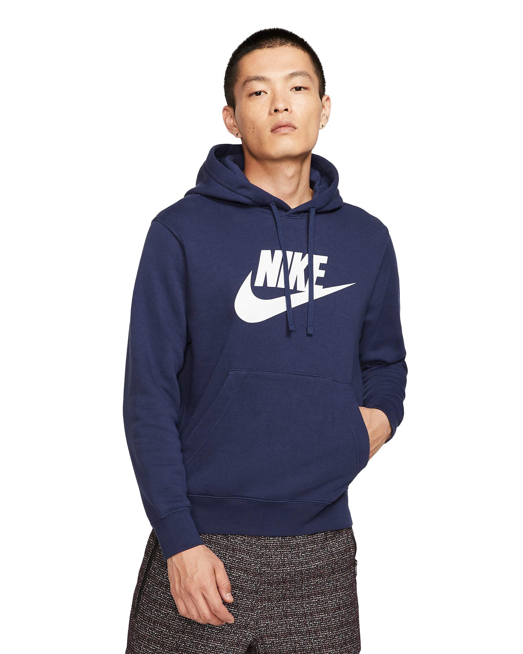 Nike Men's Sportswear Club Fleece Graphic Pullover Hoodie - BLUE Thumbnail View 1