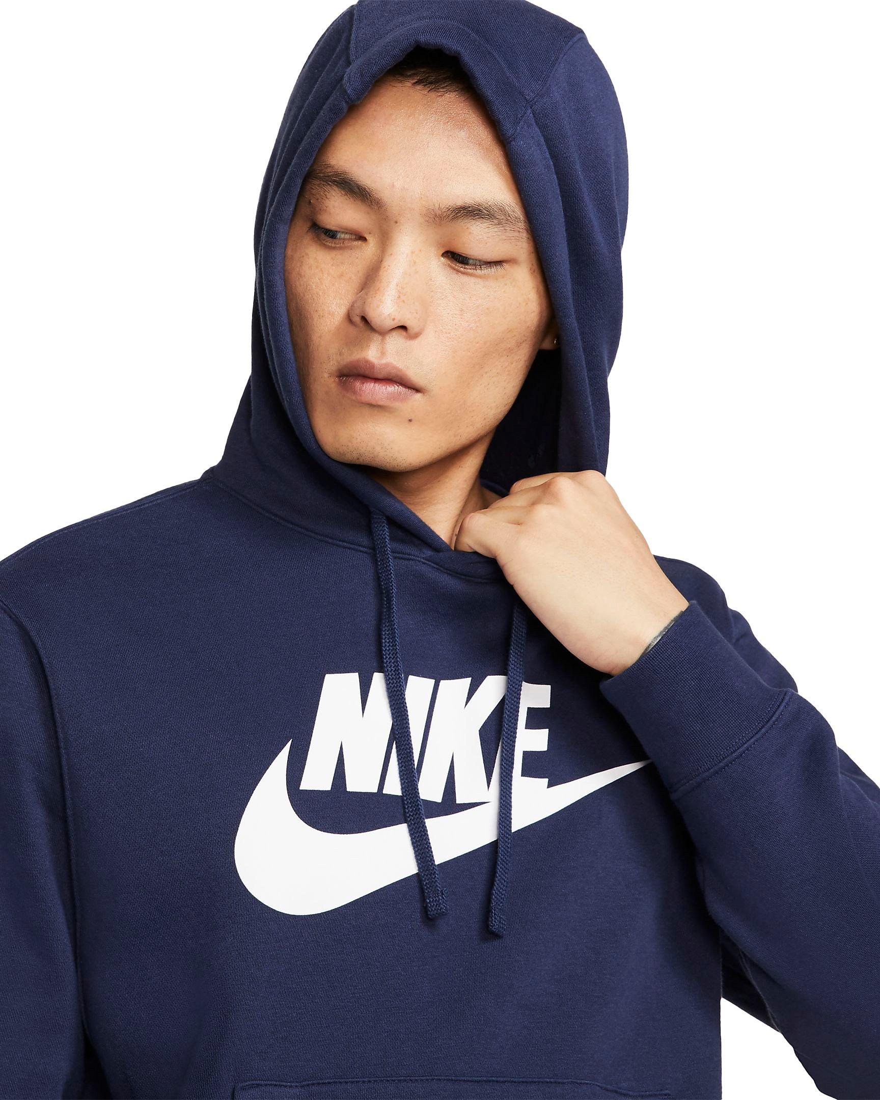 Nike Men's Sportswear Club Fleece Graphic Pullover Hoodie - BLUE Thumbnail View 3