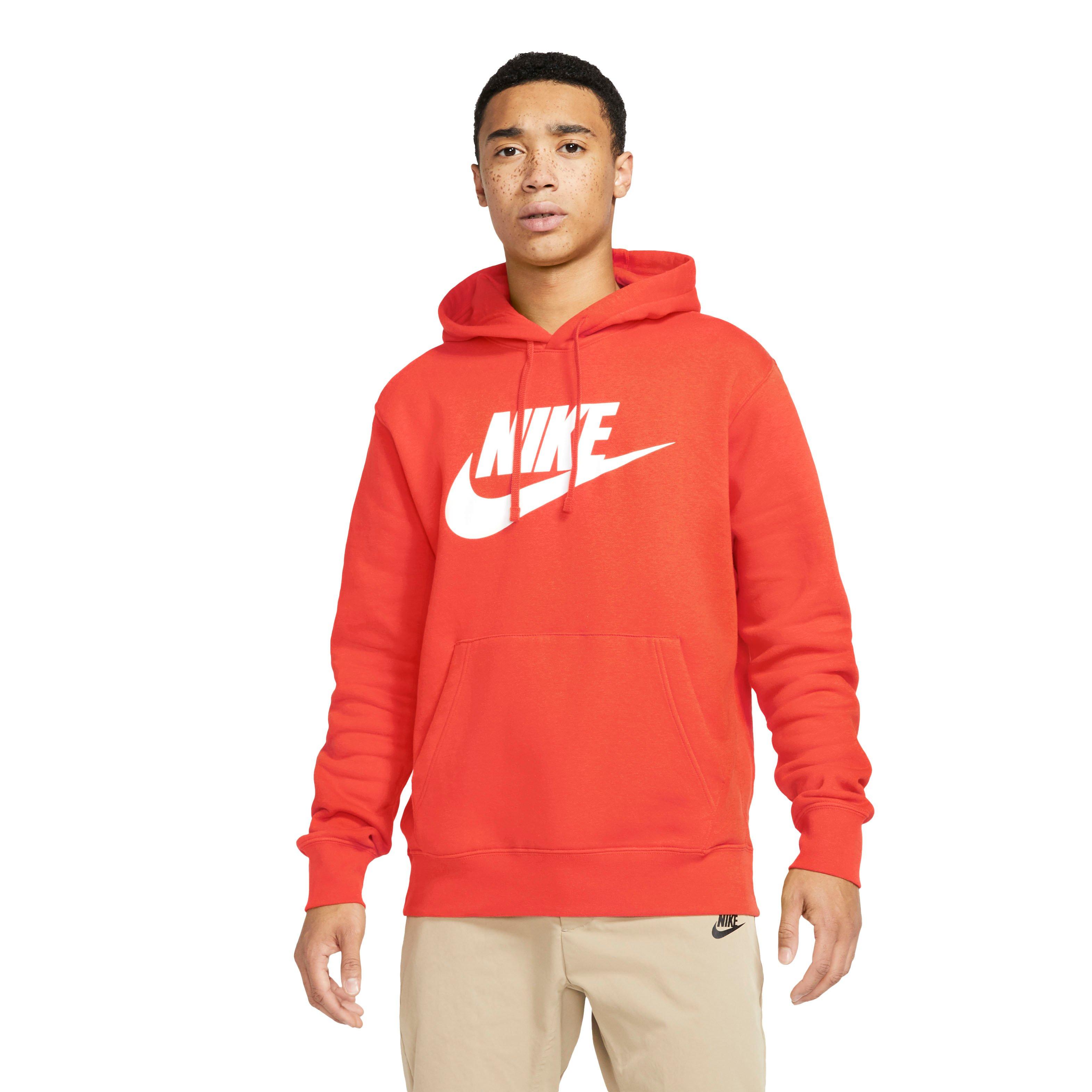 Nike Men's Sportswear Club Fleece Graphic Pullover Hoodie - ORANGE Thumbnail View 1