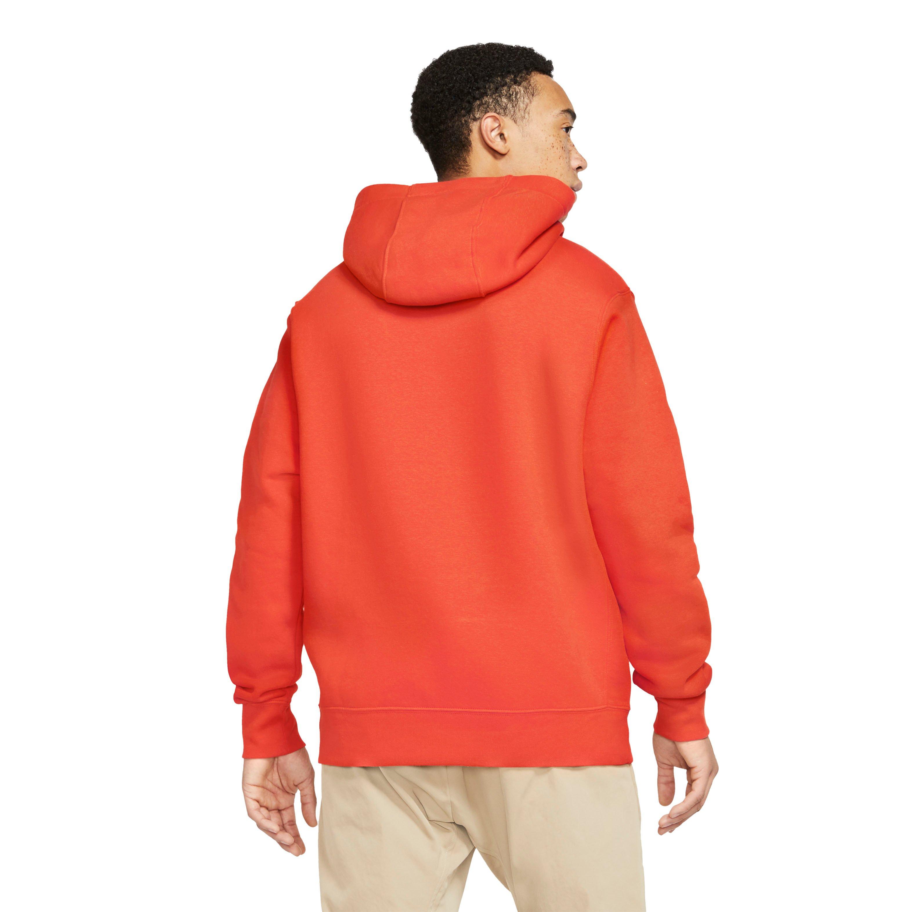 Nike Men's Sportswear Club Fleece Graphic Pullover Hoodie - ORANGE Thumbnail View 2