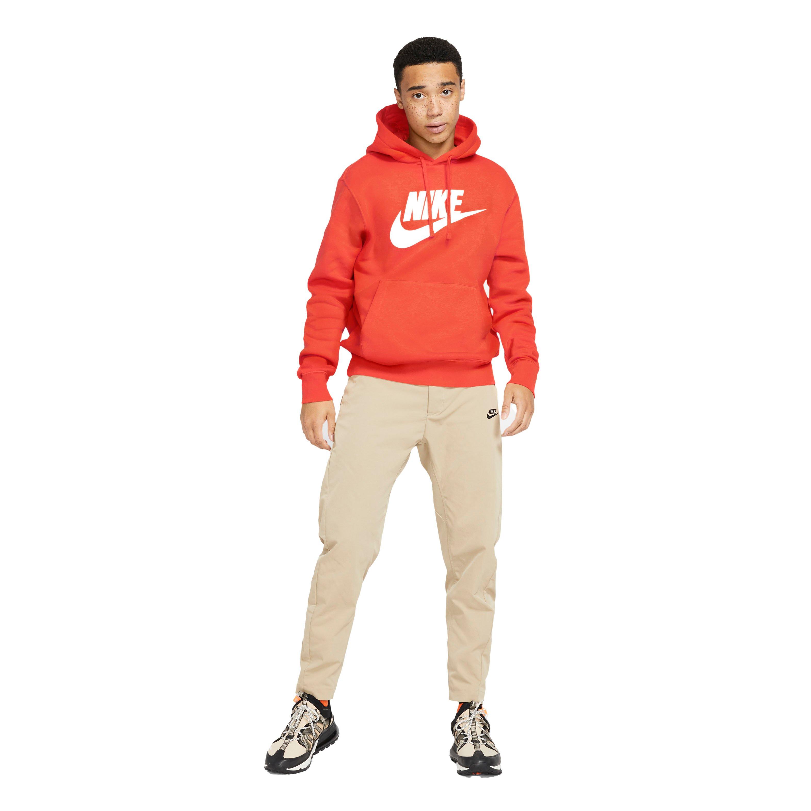 Nike Men's Sportswear Club Fleece Graphic Pullover Hoodie - ORANGE Thumbnail View 3