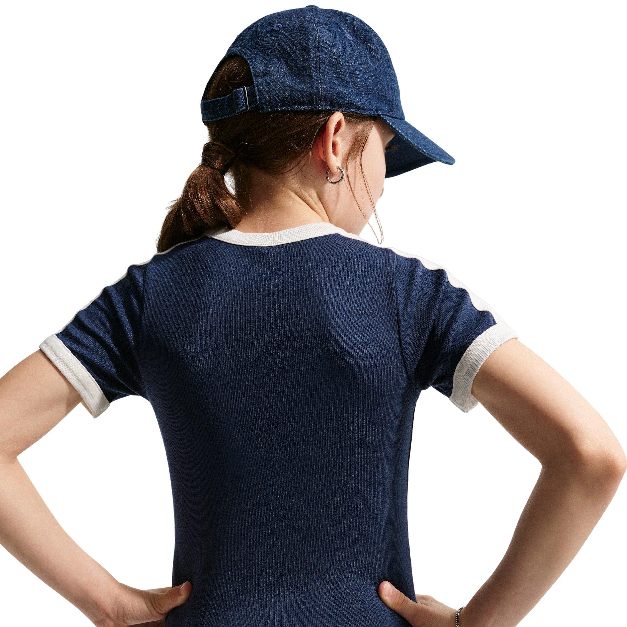 Nike Sportswear Short Sleeve Big Girls' Navy Ribbed Top