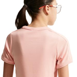 Nike Big Girls' Sportswear Short Sleeve Ribbed Top - Coral