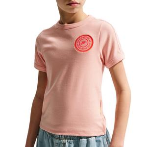 Nike Big Girls' Sportswear Short Sleeve Ribbed Top - Coral