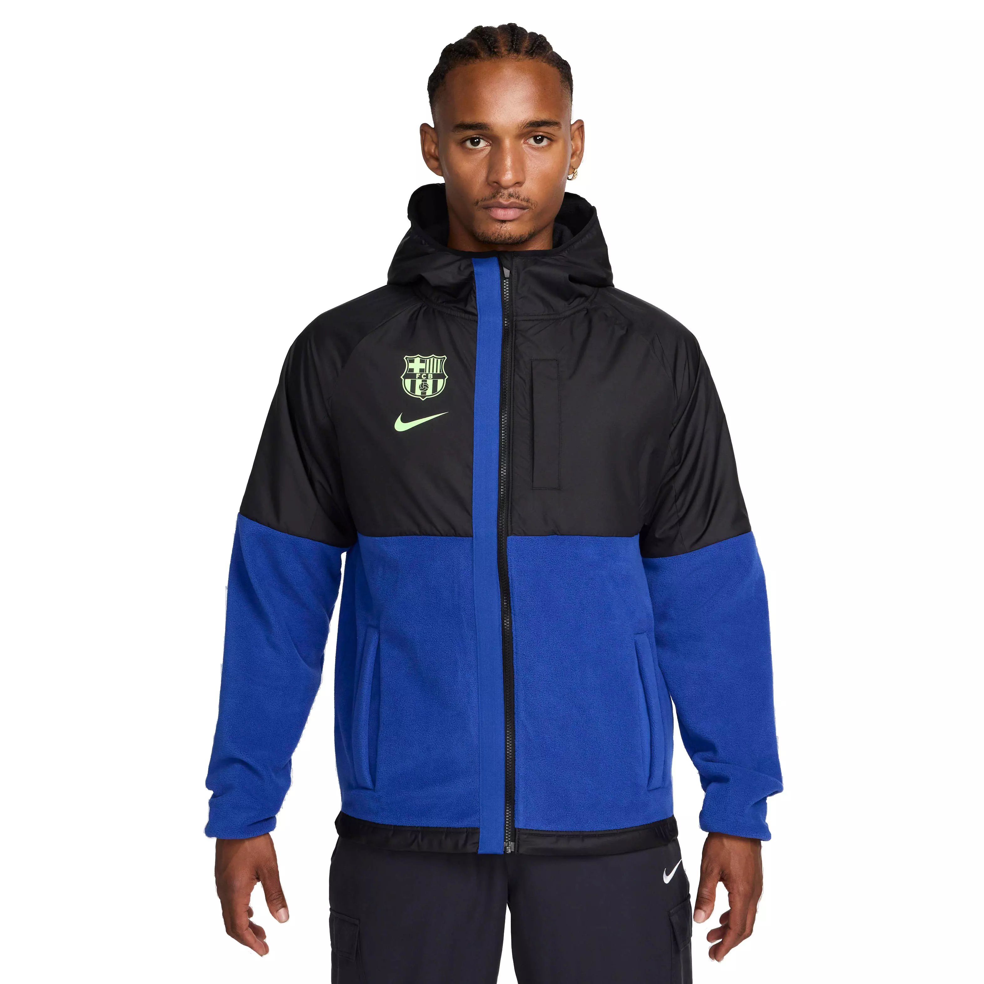 Nike Men's FC Barcelona Winterized AFW Jacket - Black/Blue - BLACK/BLUE