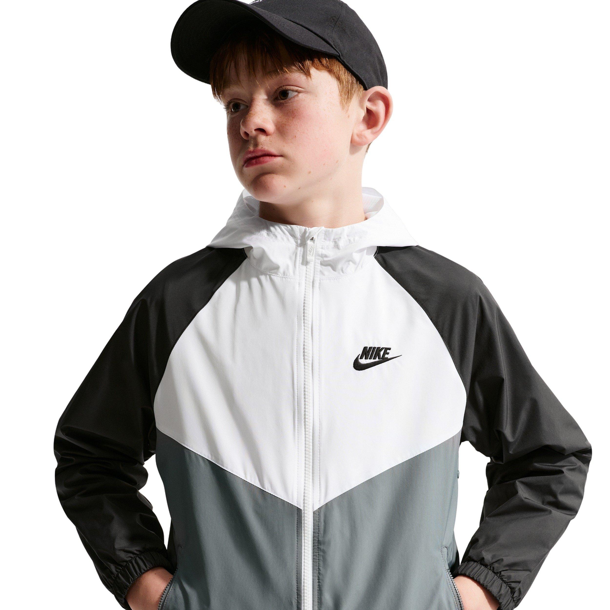 Nike Sportswear Windrunner Hooded Big Kids' White/Grey Repel Jacket