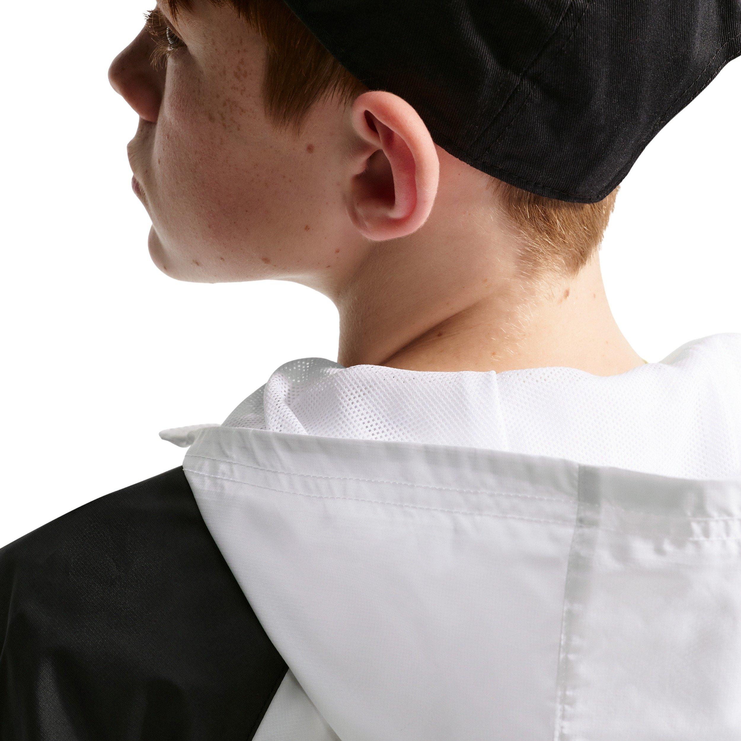 Nike Big Kids' Sportswear Windrunner Hooded Repel Jacket - White/Grey - WHITE/GREY Thumbnail View 6