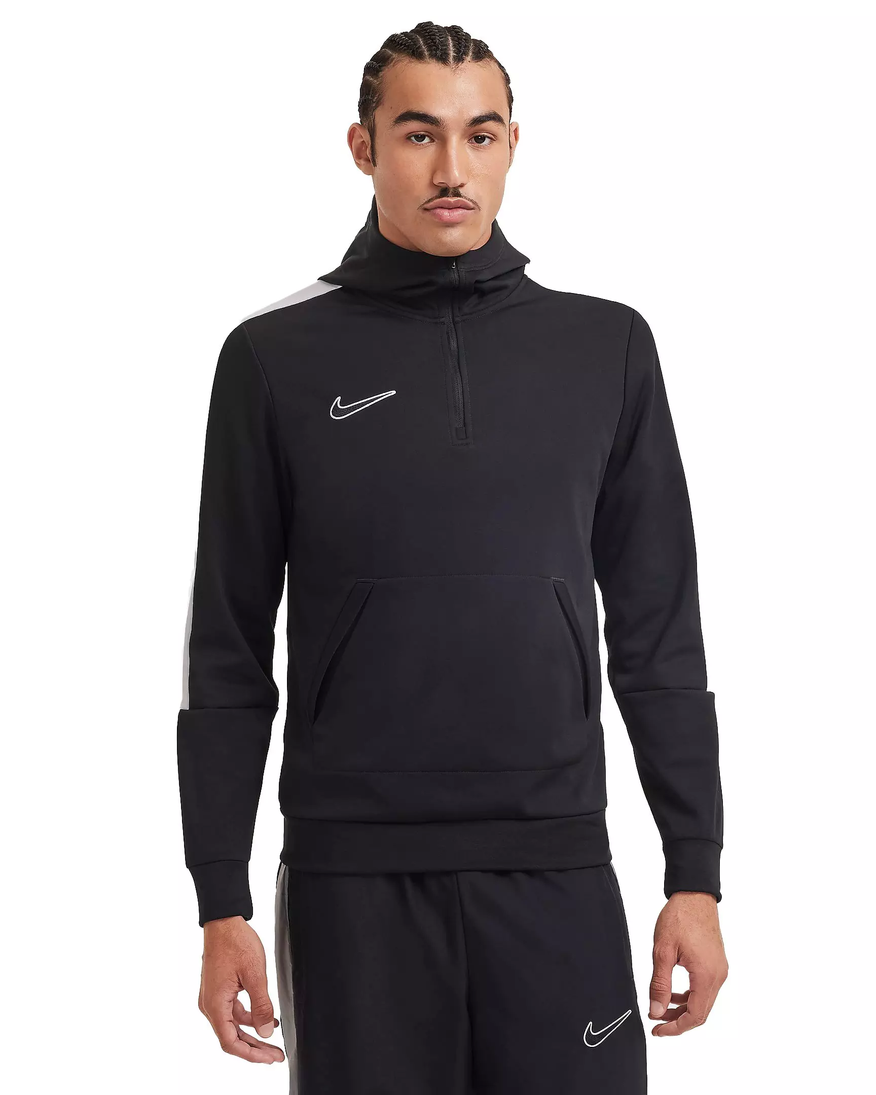 Nike Men's Academy Therma-FIT 1/4 Zip Soccer Hoodie - Black/White - BLACK/WHITE