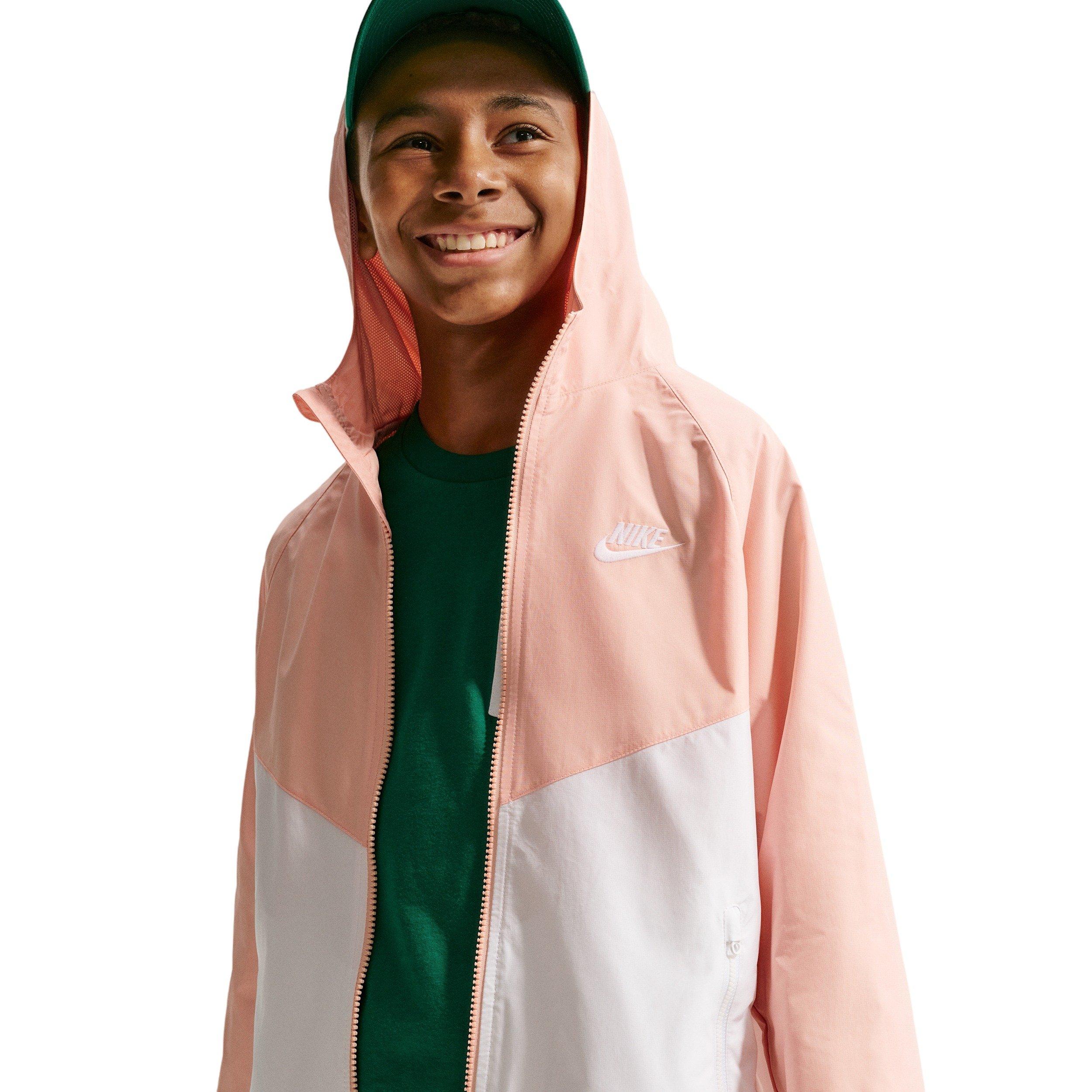 Nike Big Kids' Sportswear Windrunner Hooded Repel Jacket - Peach/White - PEACH/WHITE Thumbnail View 3