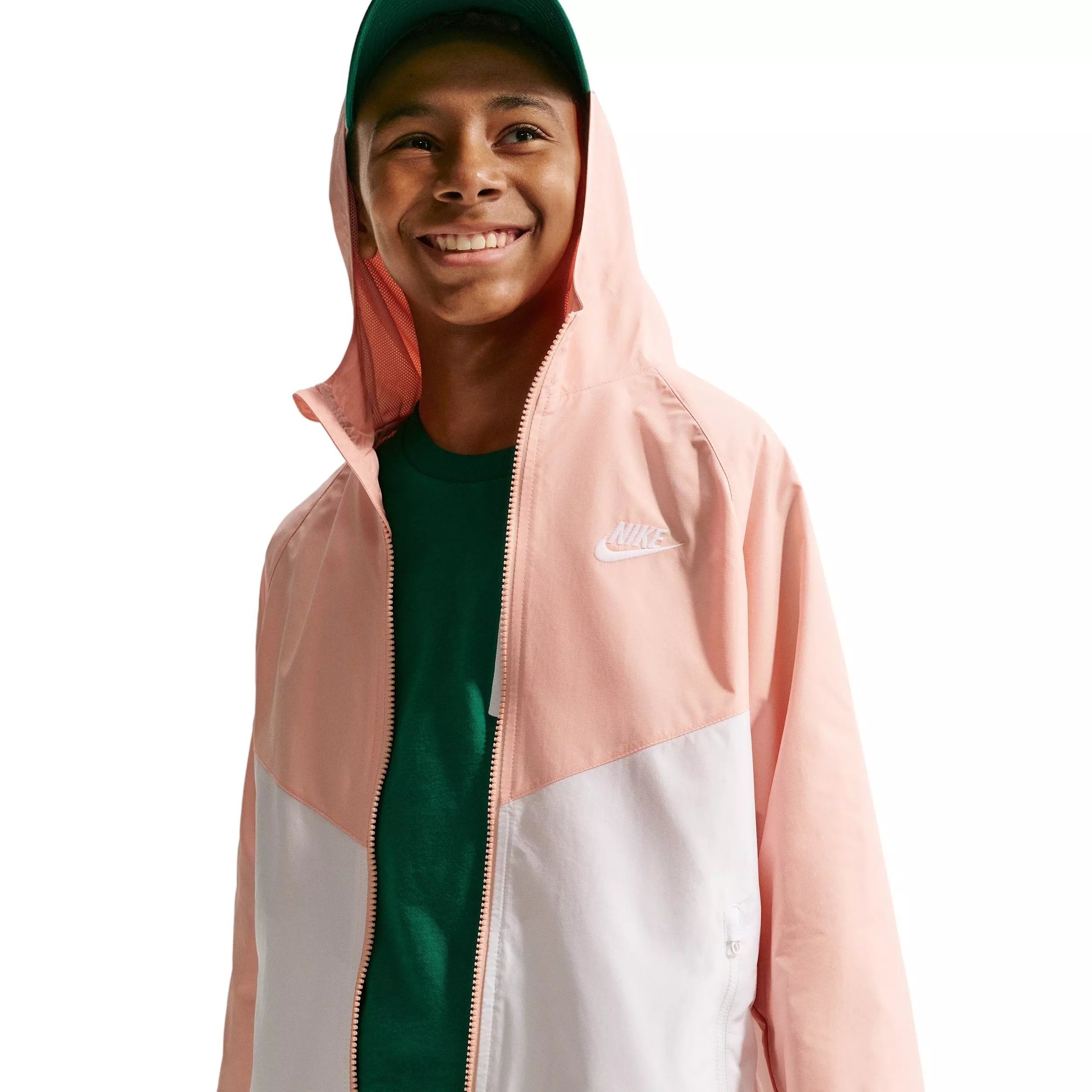 Nike Big Kids' Sportswear Windrunner Hooded Repel Jacket - Peach/White - PEACH/WHITE