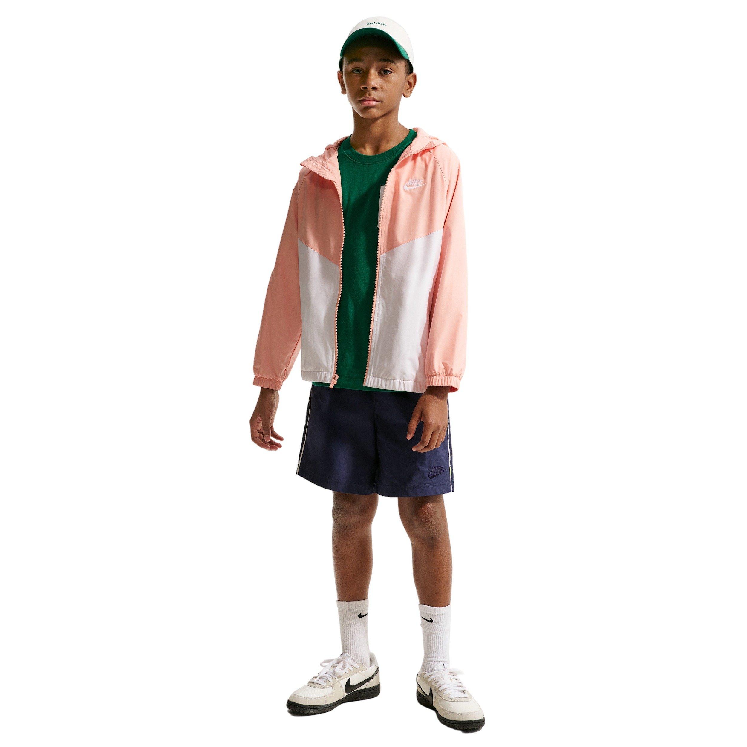 Nike Big Kids' Sportswear Windrunner Hooded Repel Jacket - Peach/White - PEACH/WHITE Thumbnail View 4