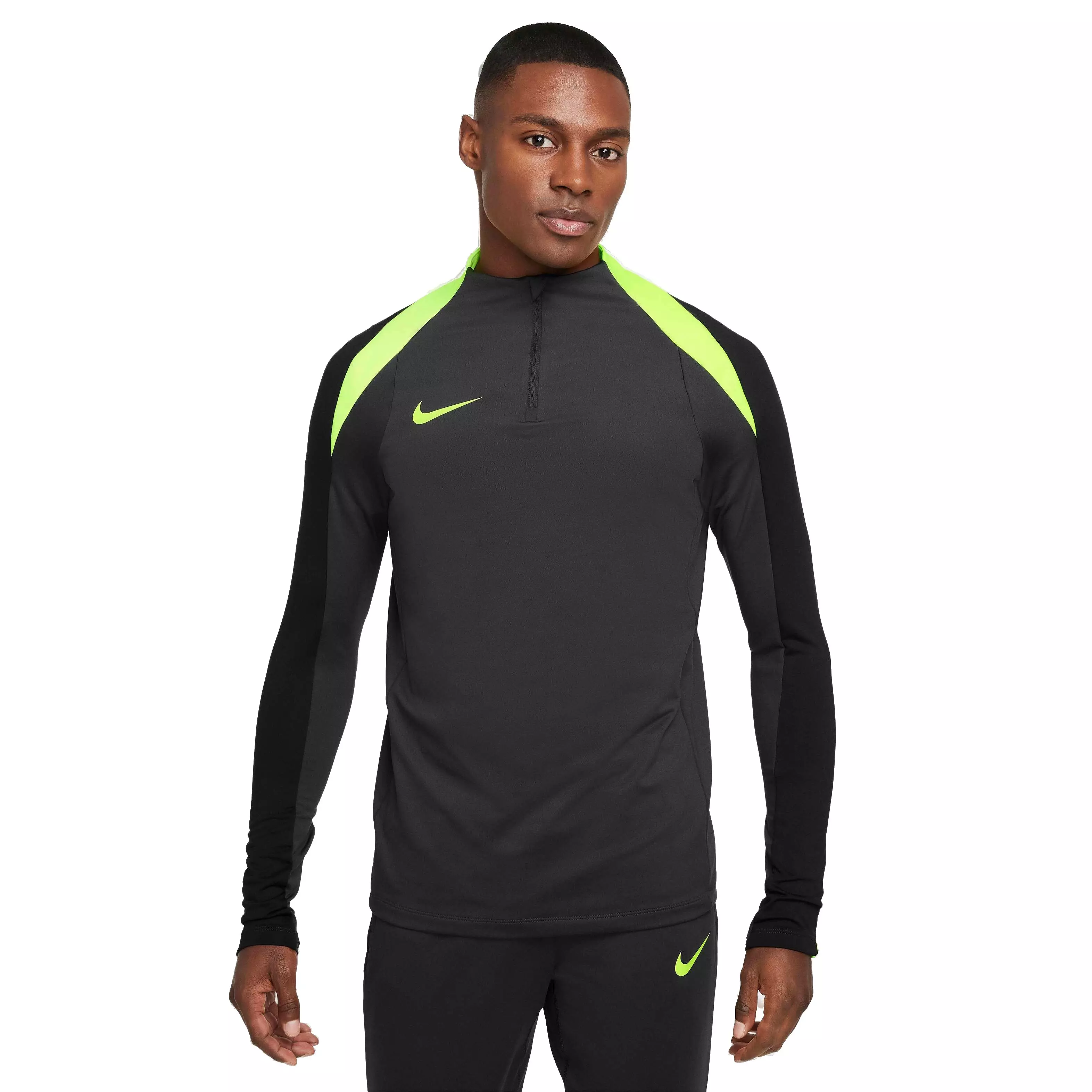 Nike Men's Strike Dri-FIT Soccer 1/2 Zip Drill Top - Black/Green - BLACK/GREEN