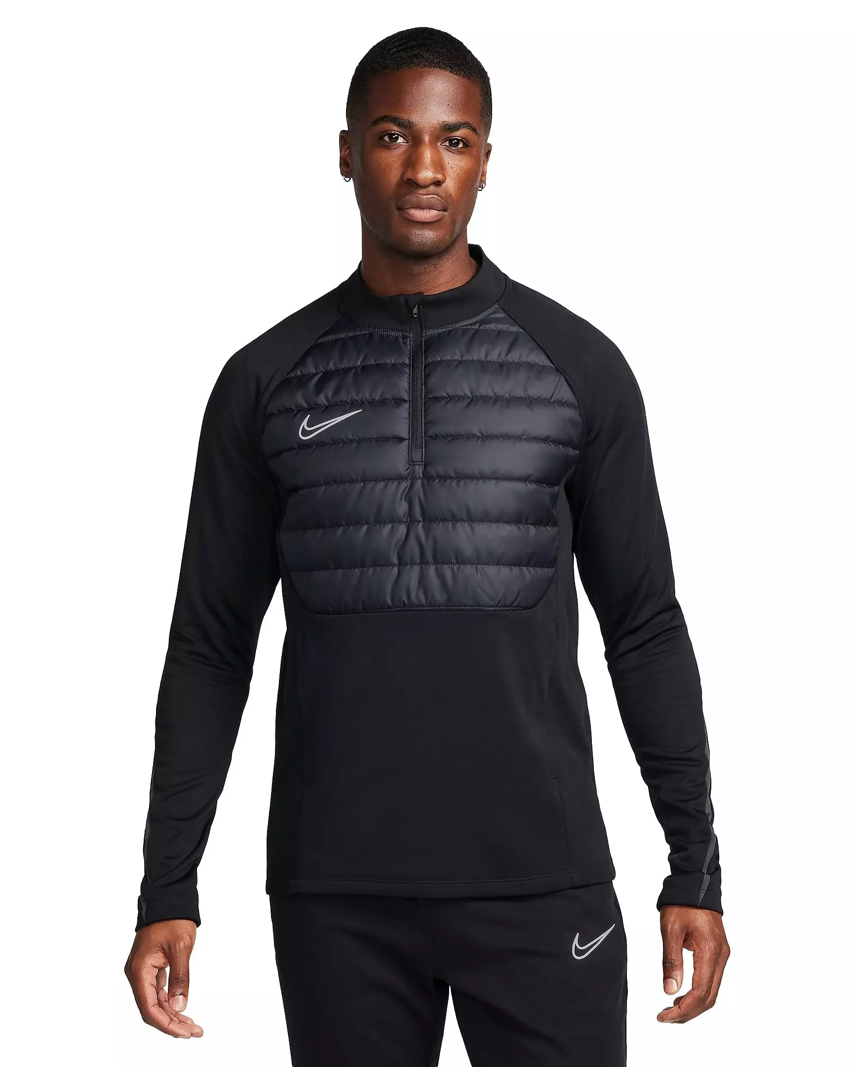 Nike Men's Academy Winter Warrior Therma-FIT 1/2 Zip Soccer Top - BLACK/GREY