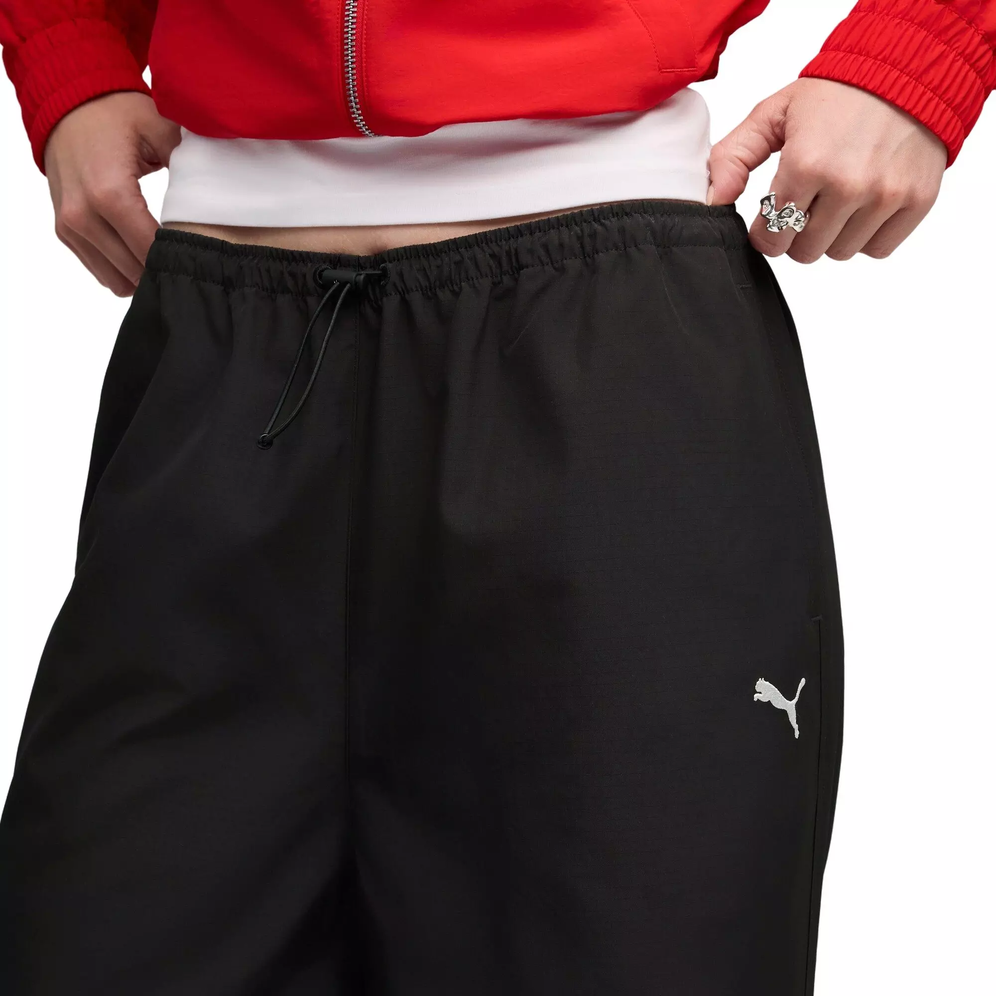 PUMA Women's Wardrobe Ess Parachute Woven OP Pants -Black - BLACK