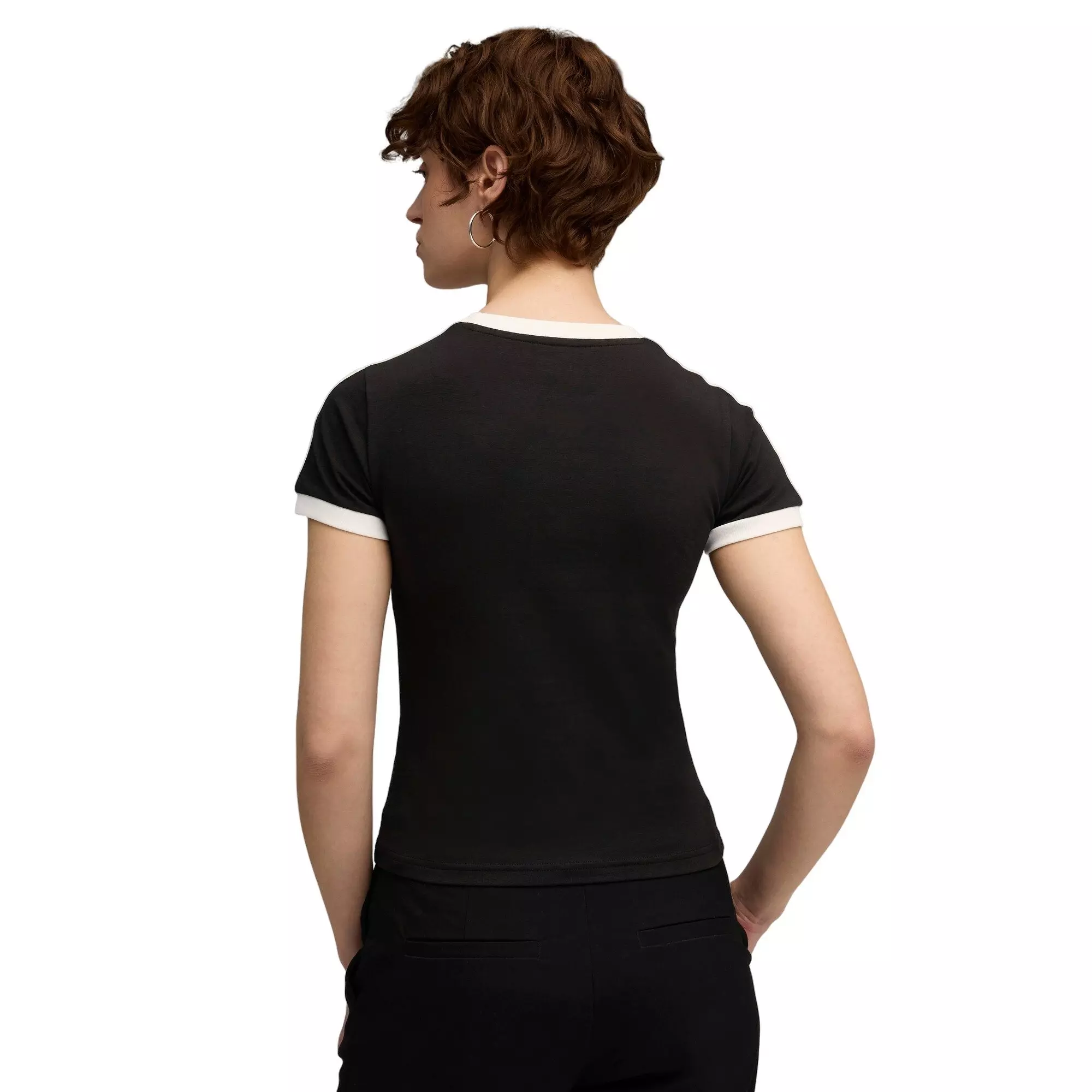 PUMA Women's T7 Slim Tee -Black - BLACK