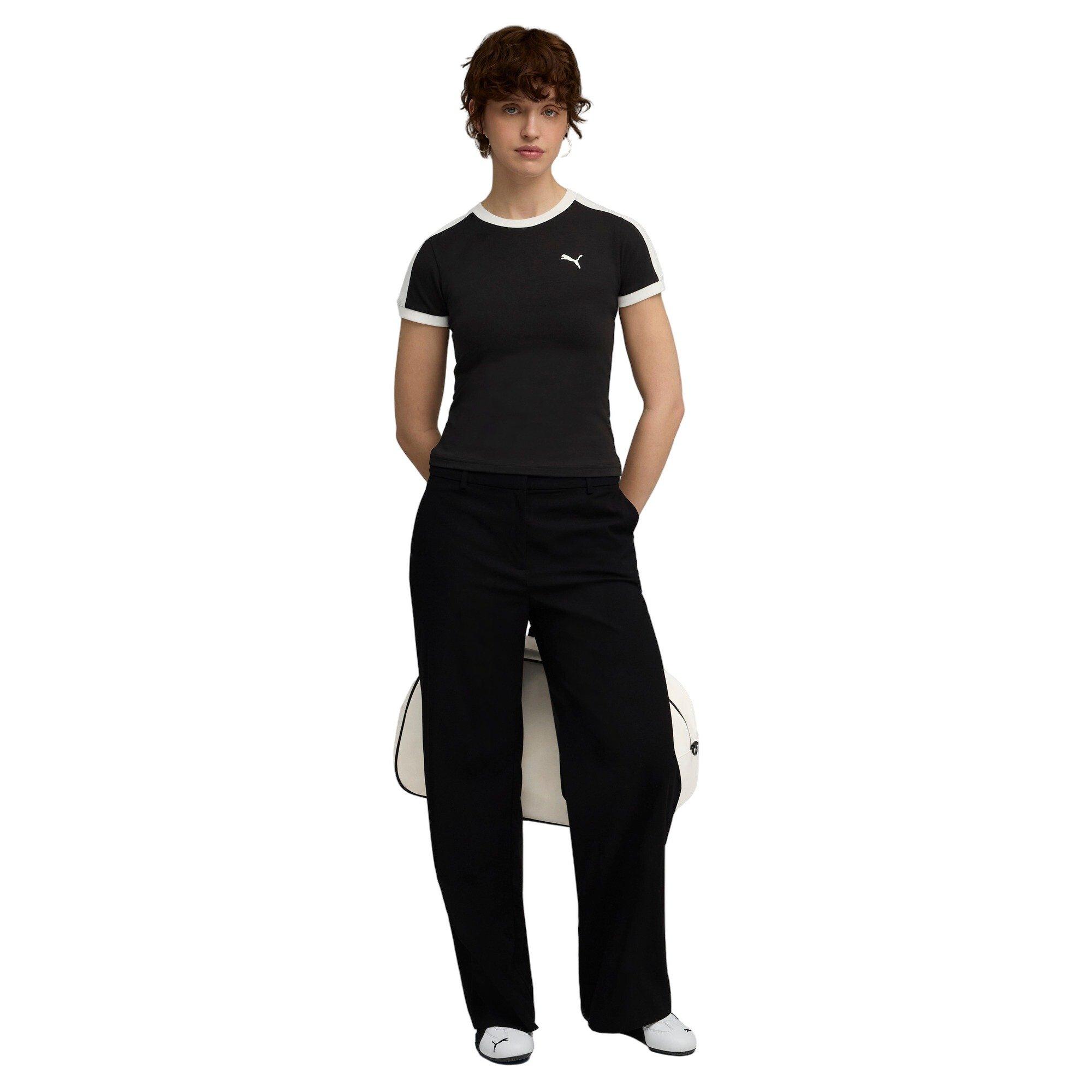 PUMA Women's T7 Slim Tee -Black - BLACK Thumbnail View 3