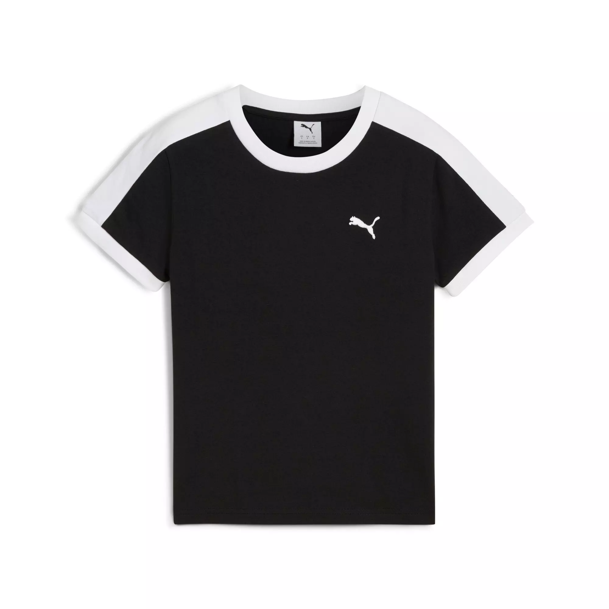 PUMA Women's T7 Slim Tee -Black - BLACK