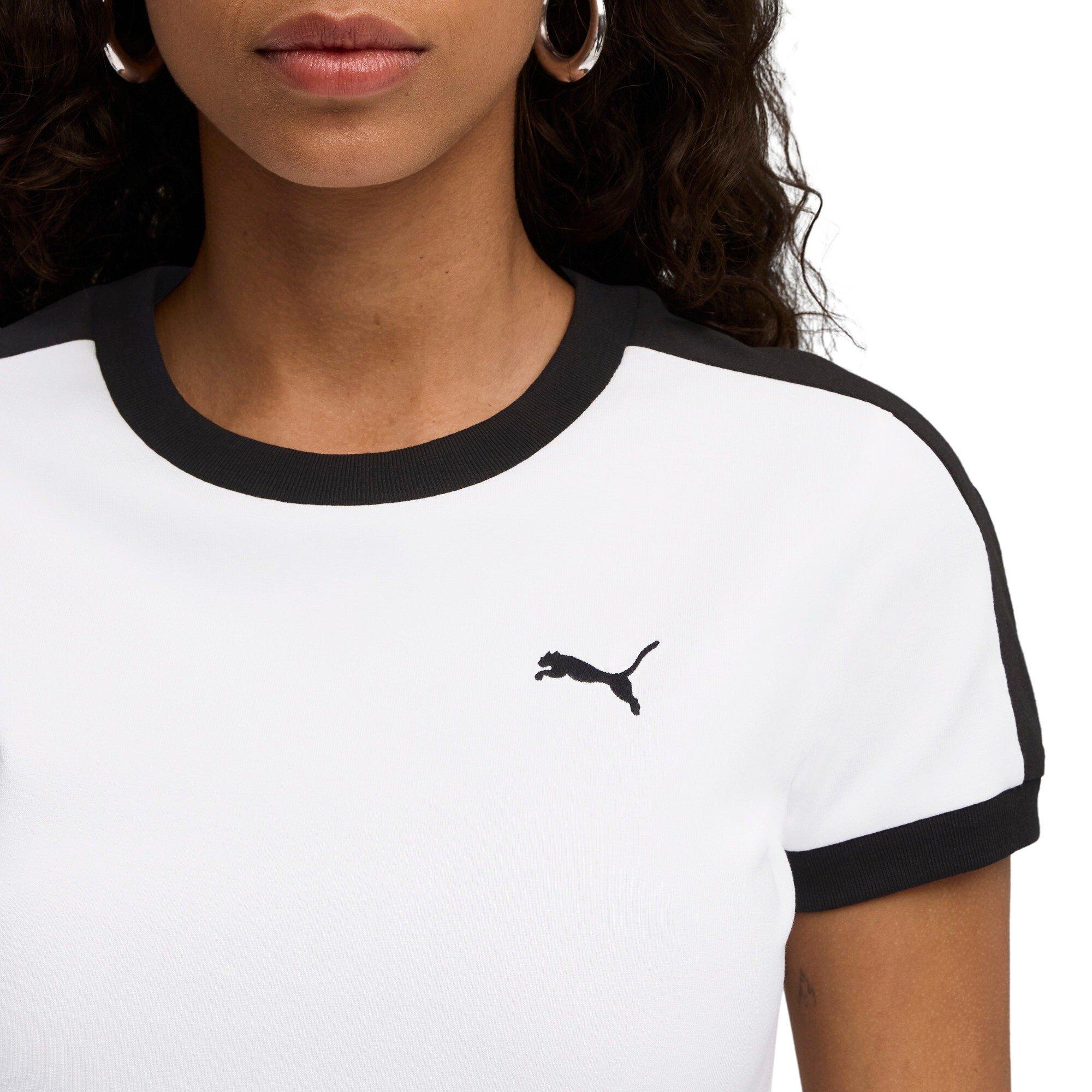 PUMA Women's T7 Slim Tee - White - WHITE Thumbnail View 4